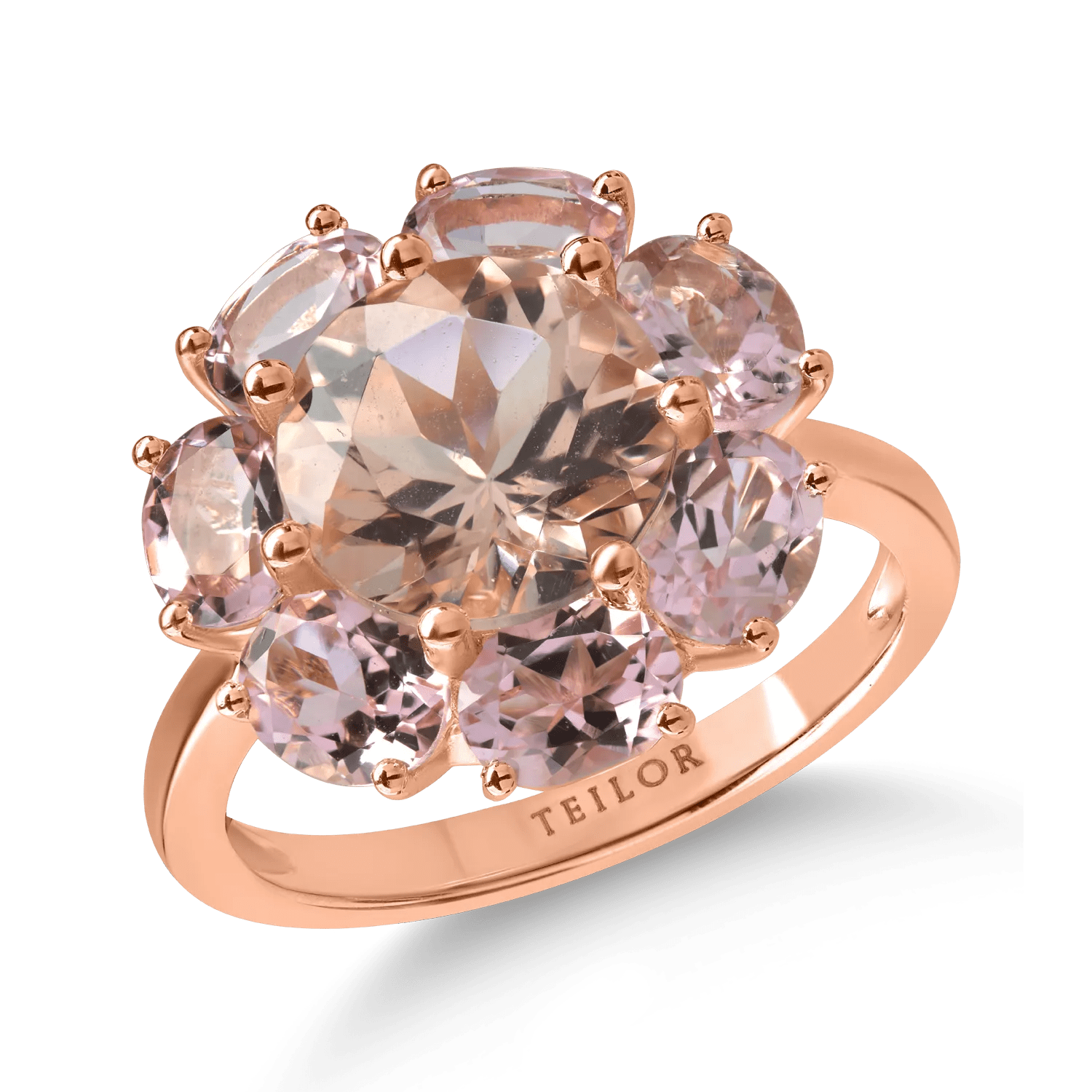 Inel din aur roz cu morganit de 2.3ct și turmaline roz de 2.4ct Inel din aur roz cu morganit de 2.3ct și turmaline roz de 2.4ct