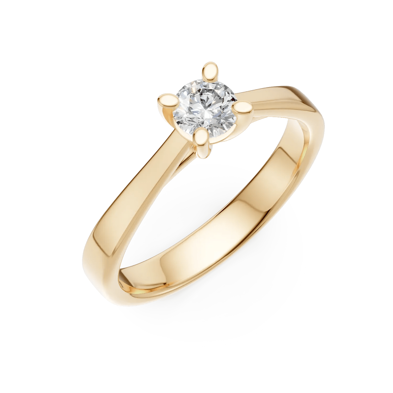 Inel de logodnă din aur galben cu diamant solitaire de 0.2ct Inel de logodnă din aur galben cu diamant solitaire de 0.2ct