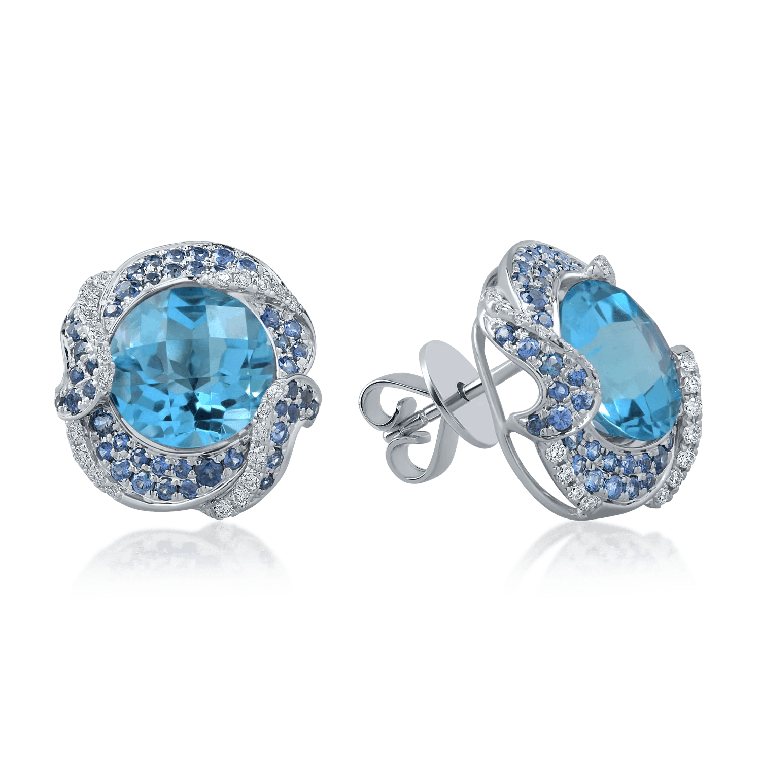 Cercei din aur alb cu pietre preţioase şi semipreţioase, 8.2ct Cercei din aur alb cu pietre preţioase şi semipreţioase, 8.2ct