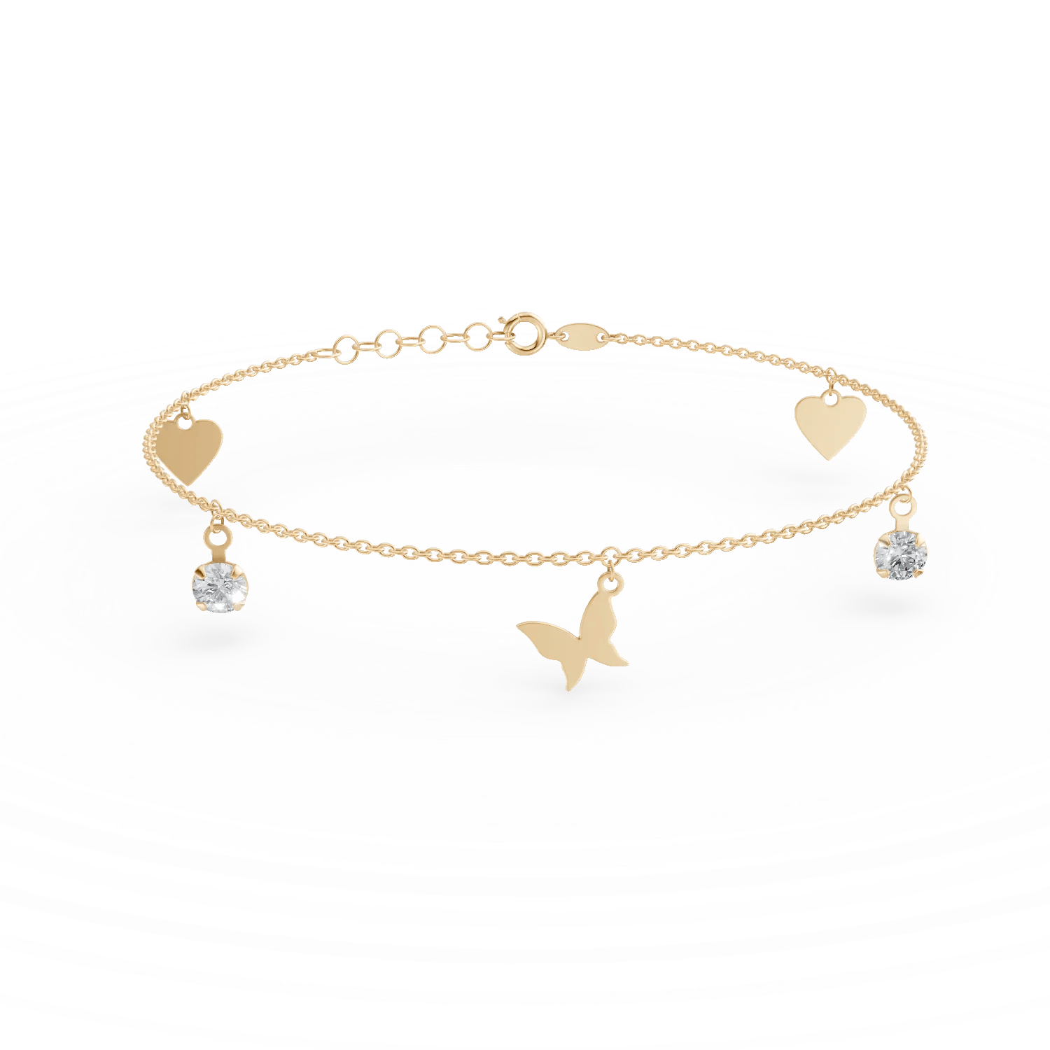 Brățară de gleznă din aur galben cu zirconii Brățară de gleznă din aur galben cu zirconii