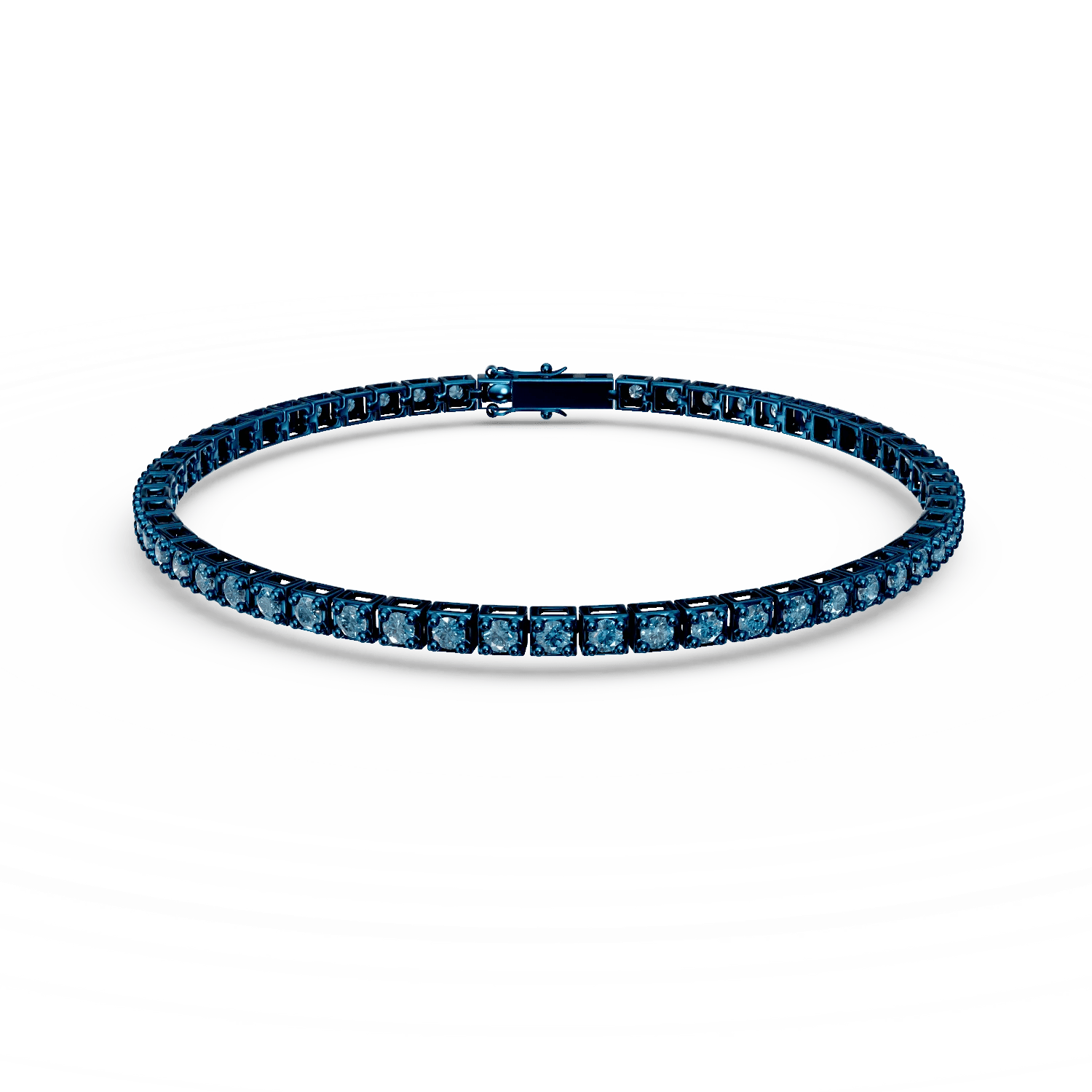 Brățară tennis din aur albastru cu diamante albastre de 3ct Brățară tennis din aur albastru cu diamante albastre de 3ct