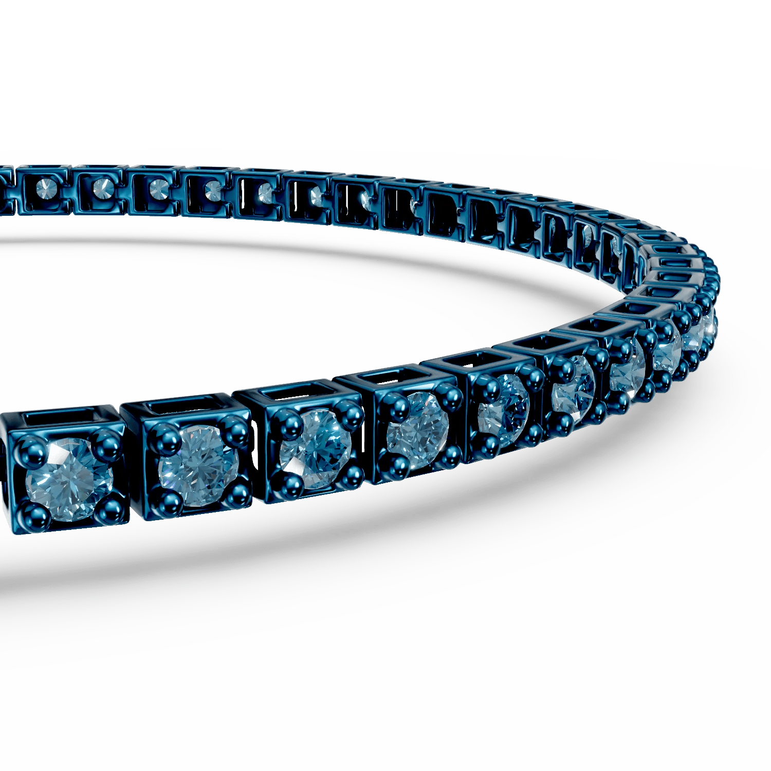 Brățară tennis din aur albastru cu diamante albastre Brățară tennis din aur albastru cu diamante albastre