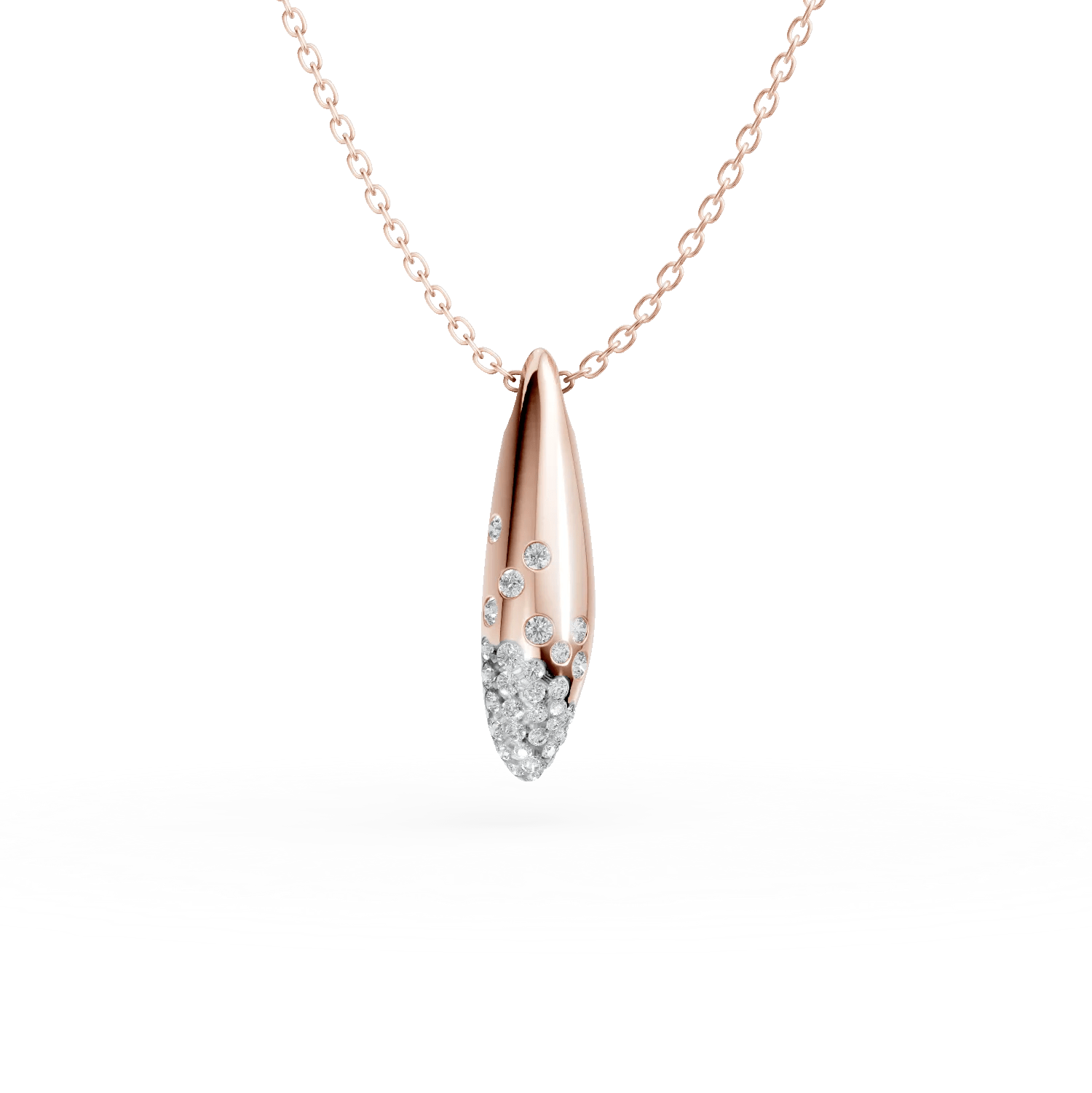 Lănțișor cu pandantiv minimalist din aur roz cu diamante de 0.1ct Lănțișor cu pandantiv minimalist din aur roz cu diamante de 0.1ct