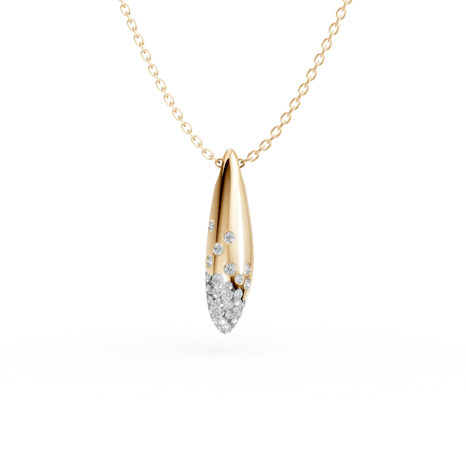 Lanț cu pandantiv minimalist din aur galben și diamante de 0.1ct Lanț cu pandantiv minimalist din aur galben și diamante de 0.1ct