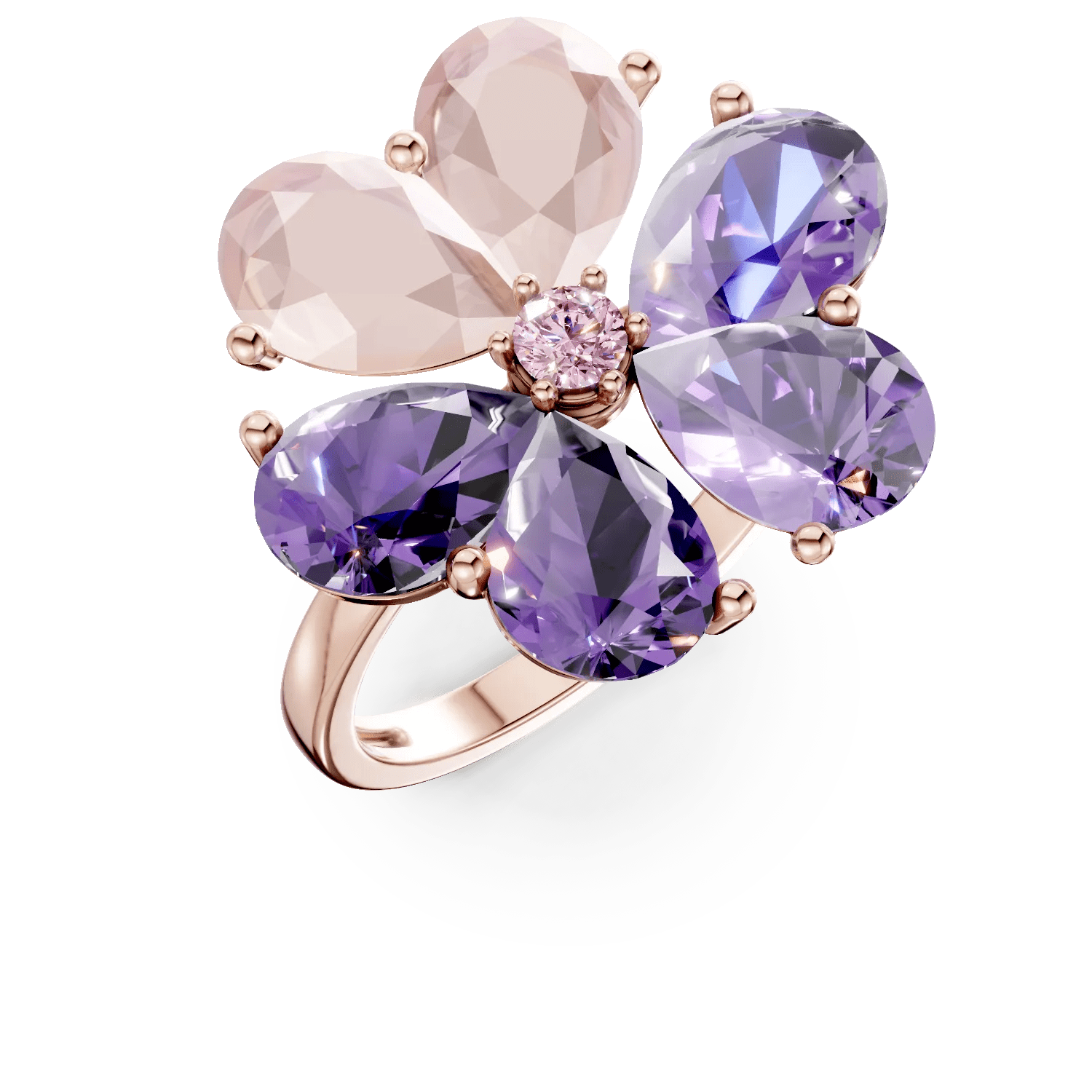 Inel floare din aur roz cu pietre semiprețioase de 7.2ct Inel floare din aur roz cu pietre semiprețioase de 7.2ct