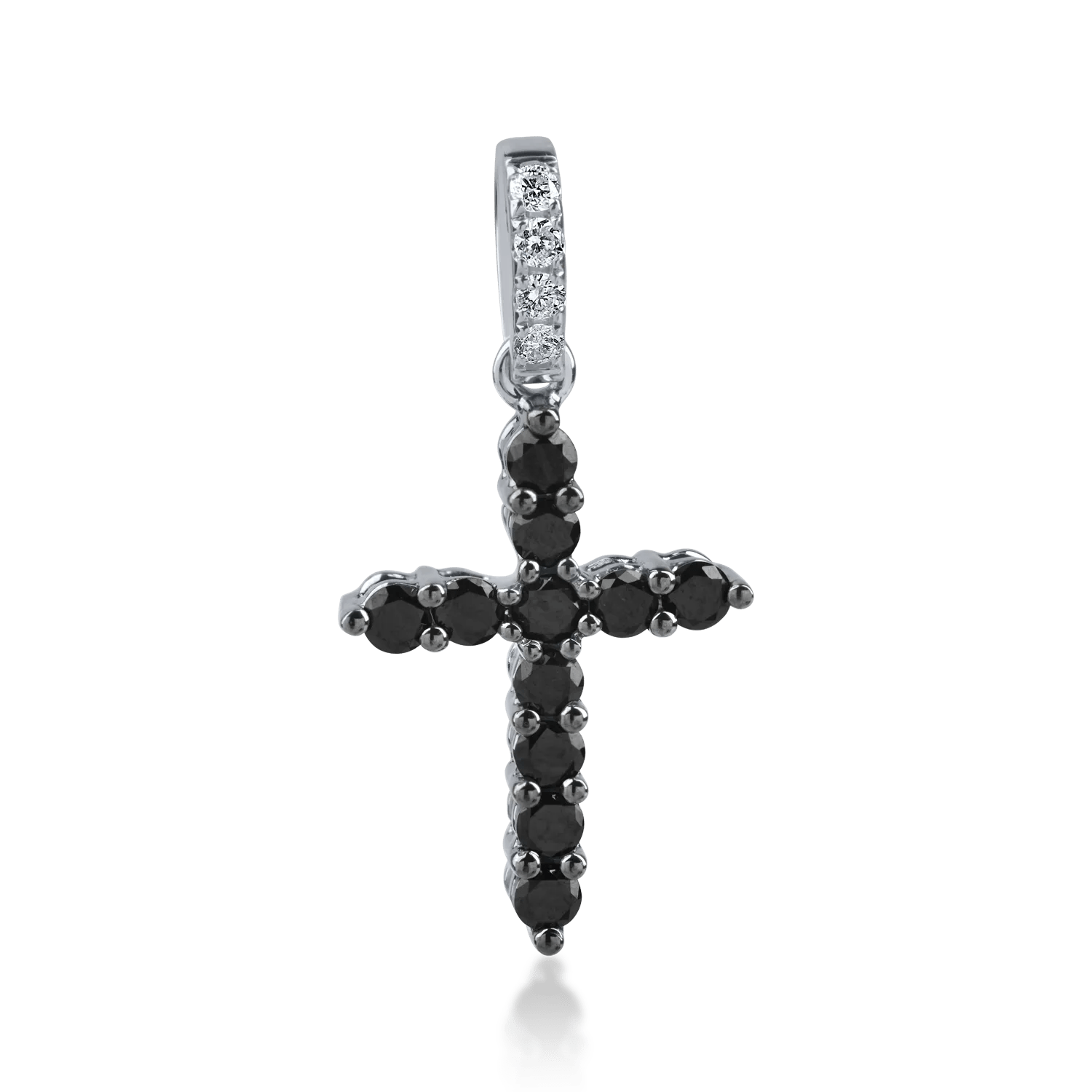 Pandantiv cruce din aur alb-negru cu diamante negre 0.3ct și diamante incolore 0.05ct Pandantiv cruce din aur alb-negru cu diamante negre 0.3ct și diamante incolore 0.05ct
