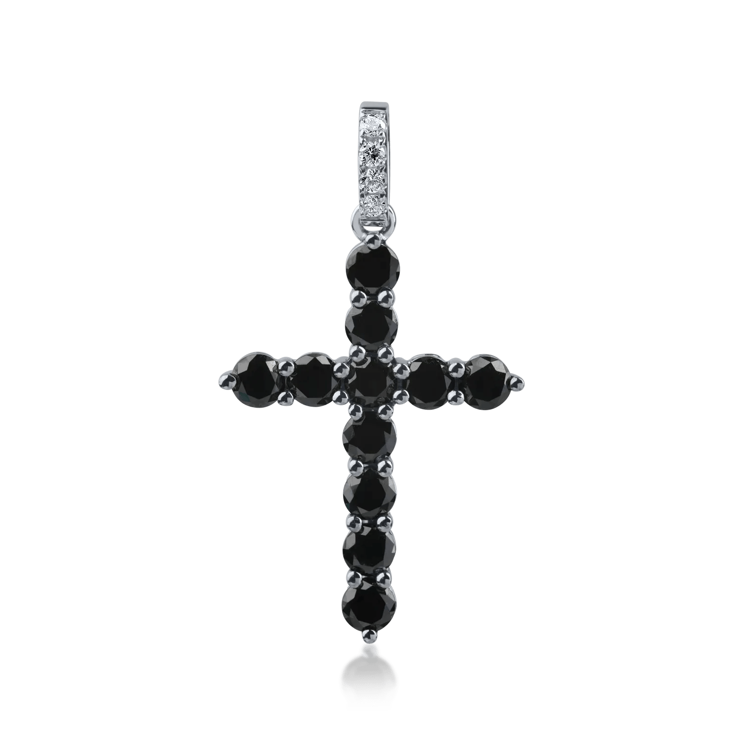 Pandantiv cruce aur alb-negru cu diamante negre și incolore 1.3ct Pandantiv cruce aur alb-negru cu diamante negre și incolore 1.3ct