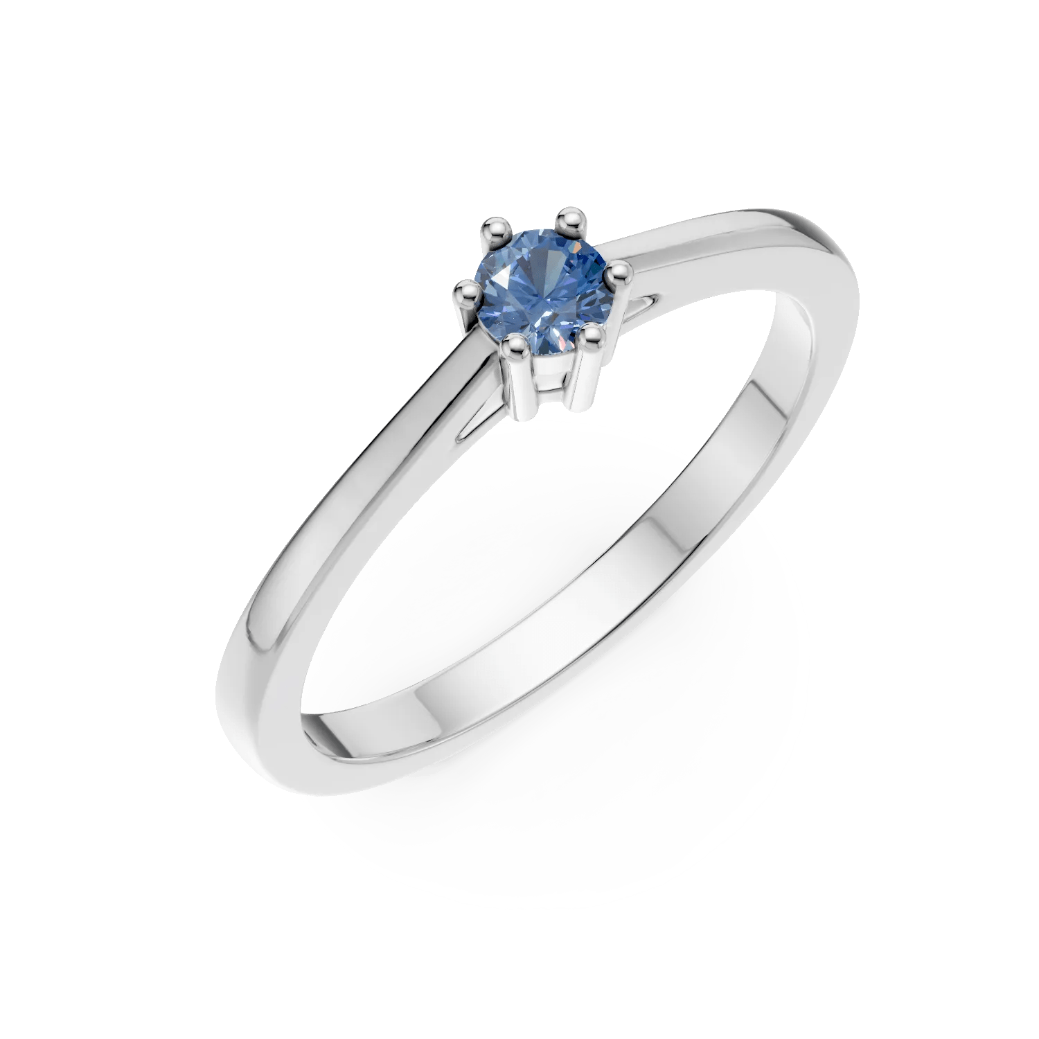 Inel din aur alb cu diamant albastru solitaire de 0.3ct Inel din aur alb cu diamant albastru solitaire de 0.3ct