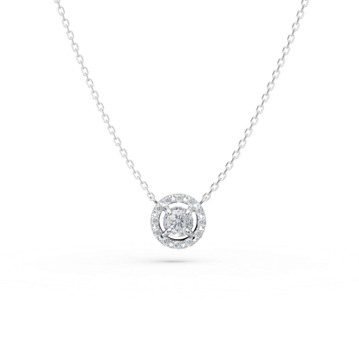 Lanț cu pandantiv din aur alb și diamante de 0.2ct Lanț cu pandantiv din aur alb și diamante de 0.2ct