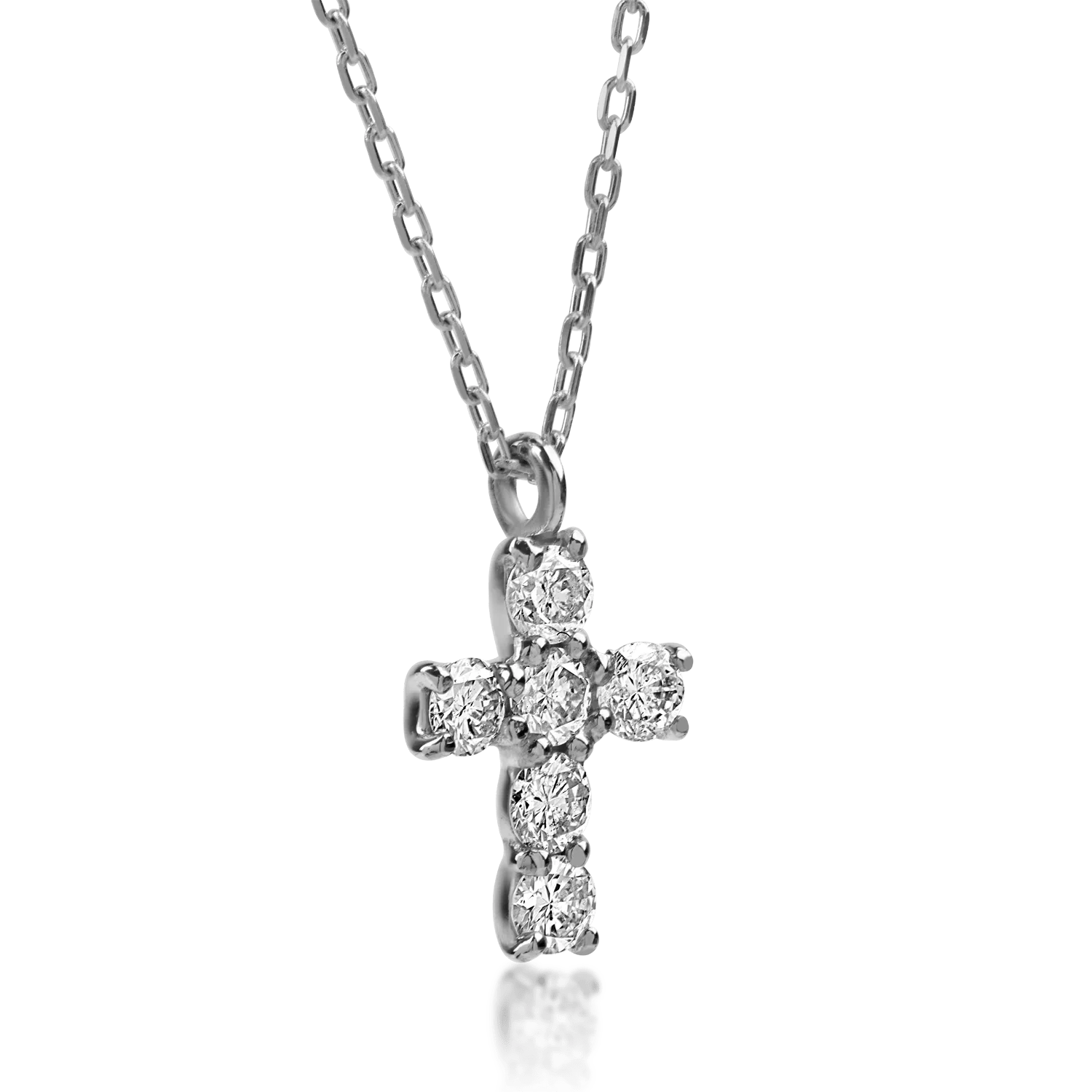 Lănțișor cruce aur alb cu diamante 0.1ct Lănțișor cruce aur alb cu diamante 0.1ct