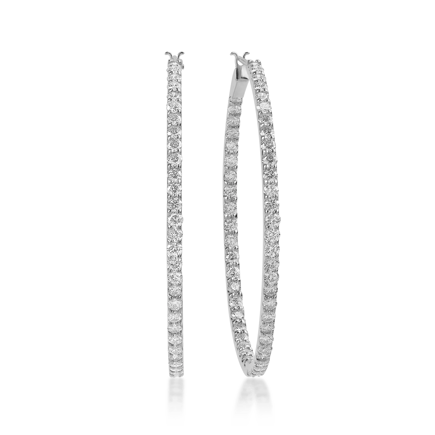 Cercei creole din aur alb cu diamante de 2.1ct – Teilor Cercei creole din aur alb cu diamante de 2.1ct – Teilor
