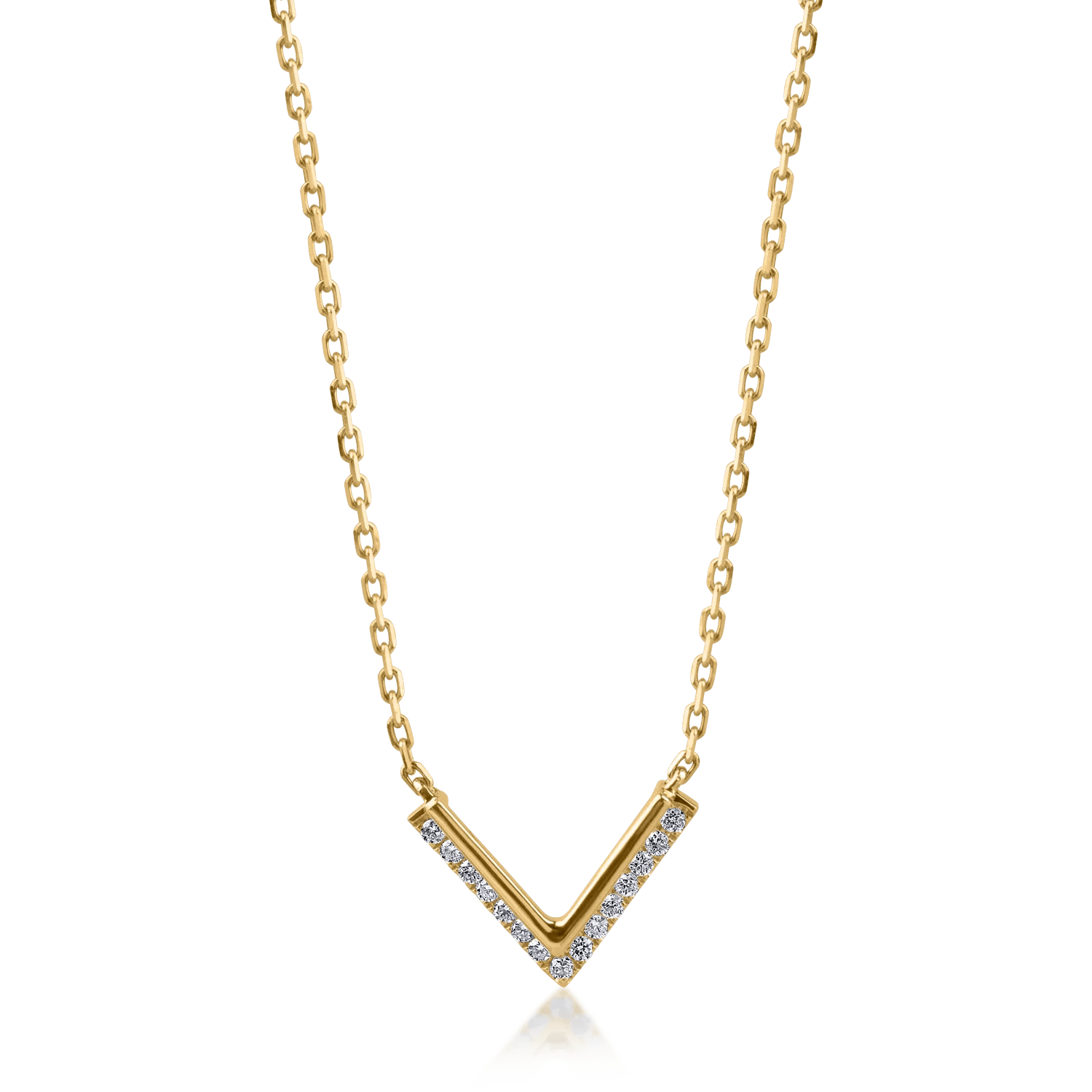 Lanț cu pandantiv din aur galben și diamante de 0.06ct Lanț cu pandantiv din aur galben și diamante de 0.06ct