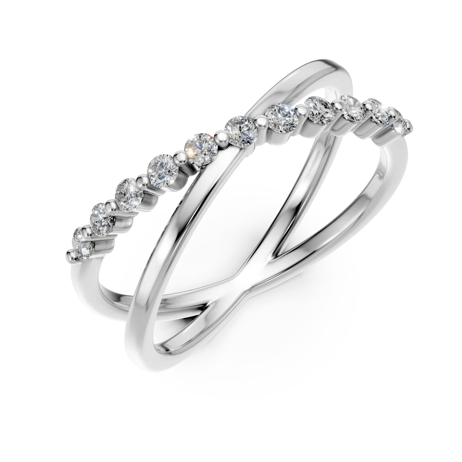 Inel semi eternity din aur alb cu diamante de 0.16ct Inel semi eternity din aur alb cu diamante de 0.16ct