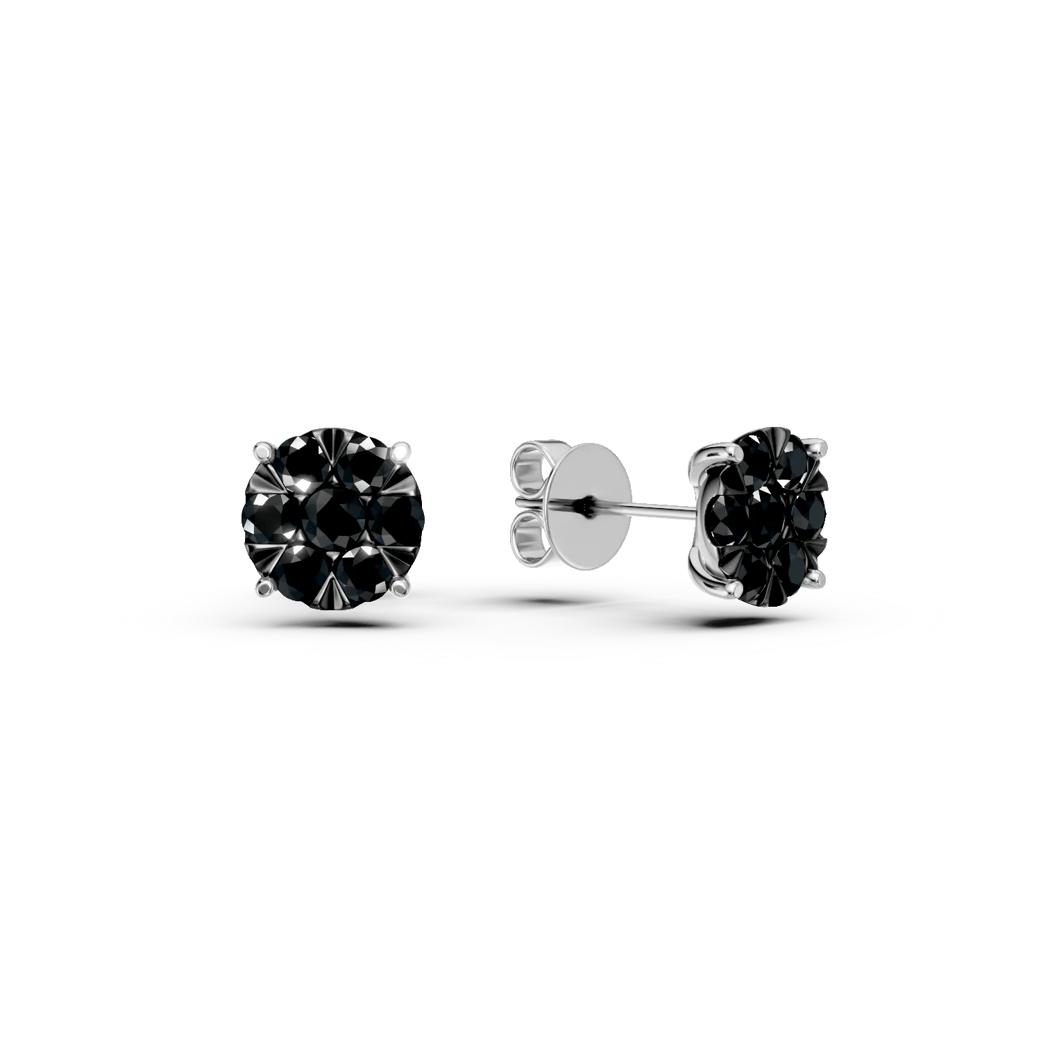 Cercei stud din aur alb cu diamante microsetting negre de 0.6ct – Teilor Cercei stud din aur alb cu diamante microsetting negre de 0.6ct – Teilor