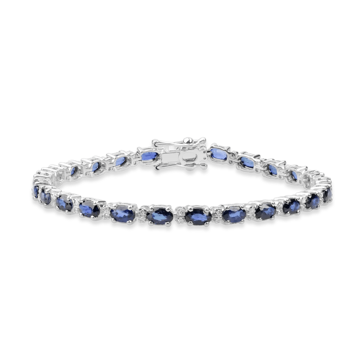 Brățară tennis din aur alb cu safire de 8.3ct și diamante de 0.2ct Brățară tennis din aur alb cu safire de 8.3ct și diamante de 0.2ct