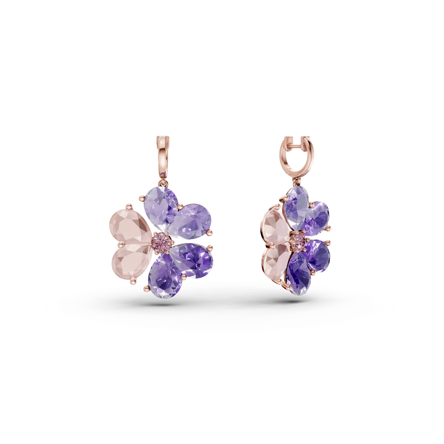 Cercei floare din aur roz cu pietre semiprețioase de 7.9ct Cercei floare din aur roz cu pietre semiprețioase de 7.9ct
