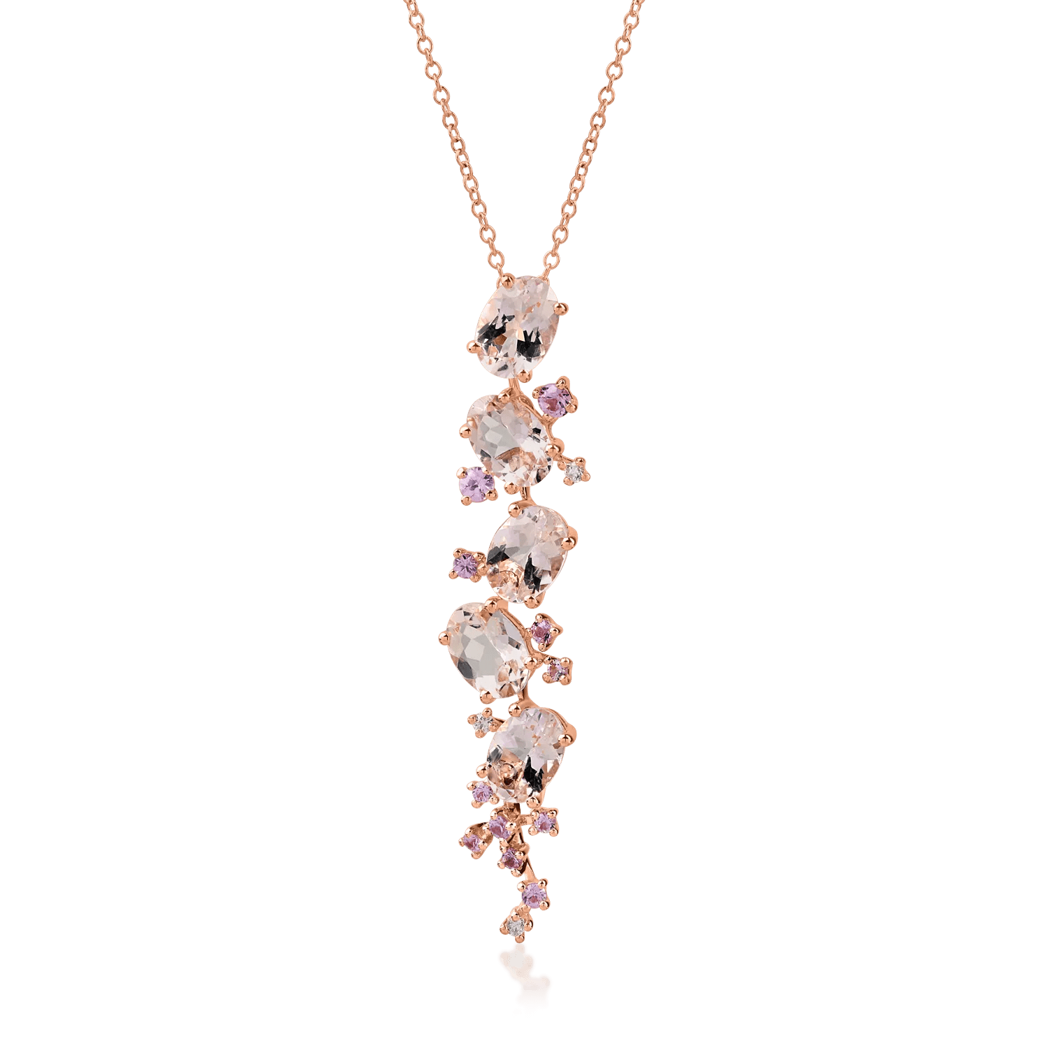 Lanț cu pandantiv din aur roz cu pietre de 4.2ct Lanț cu pandantiv din aur roz cu pietre de 4.2ct