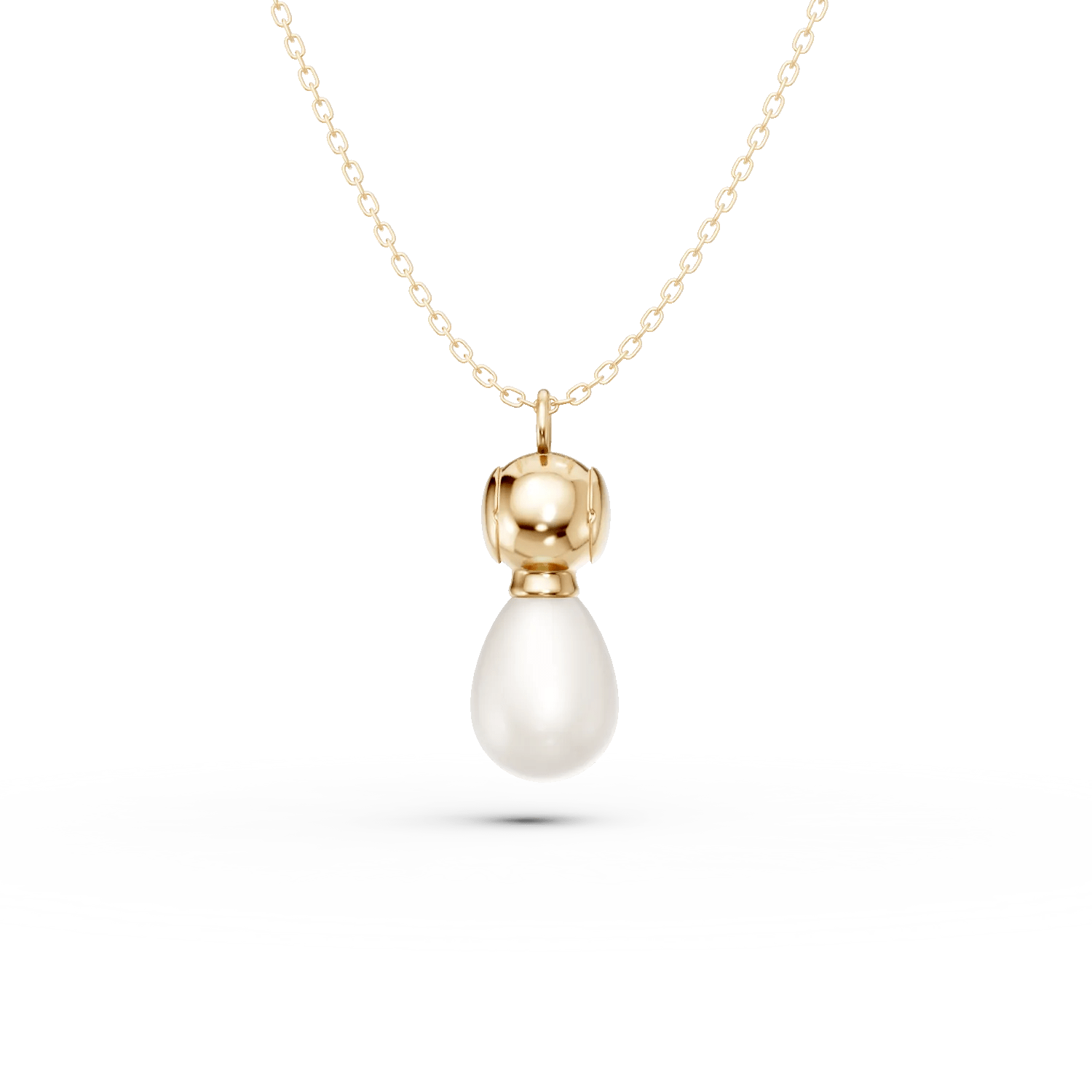 Lănțișor cu pandantiv din aur galben și perlă sintetică Lănțișor cu pandantiv din aur galben și perlă sintetică