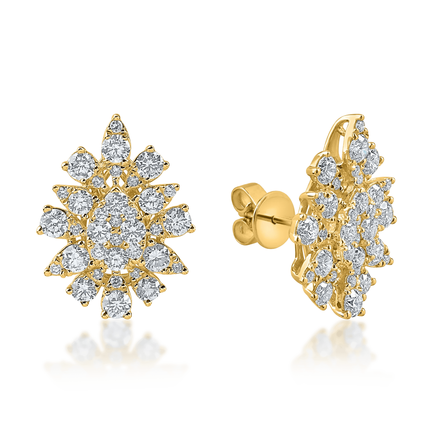 Cercei din aur galben cu diamante de 2.4ct Cercei din aur galben cu diamante de 2.4ct