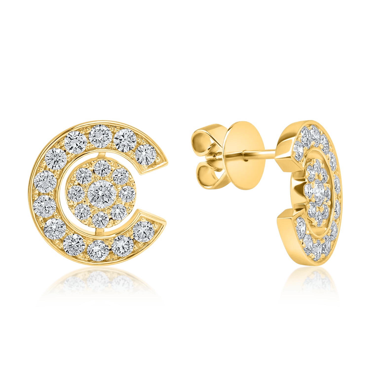 Cercei stud aur galben cu diamante 2.09ct Cercei stud aur galben cu diamante 2.09ct