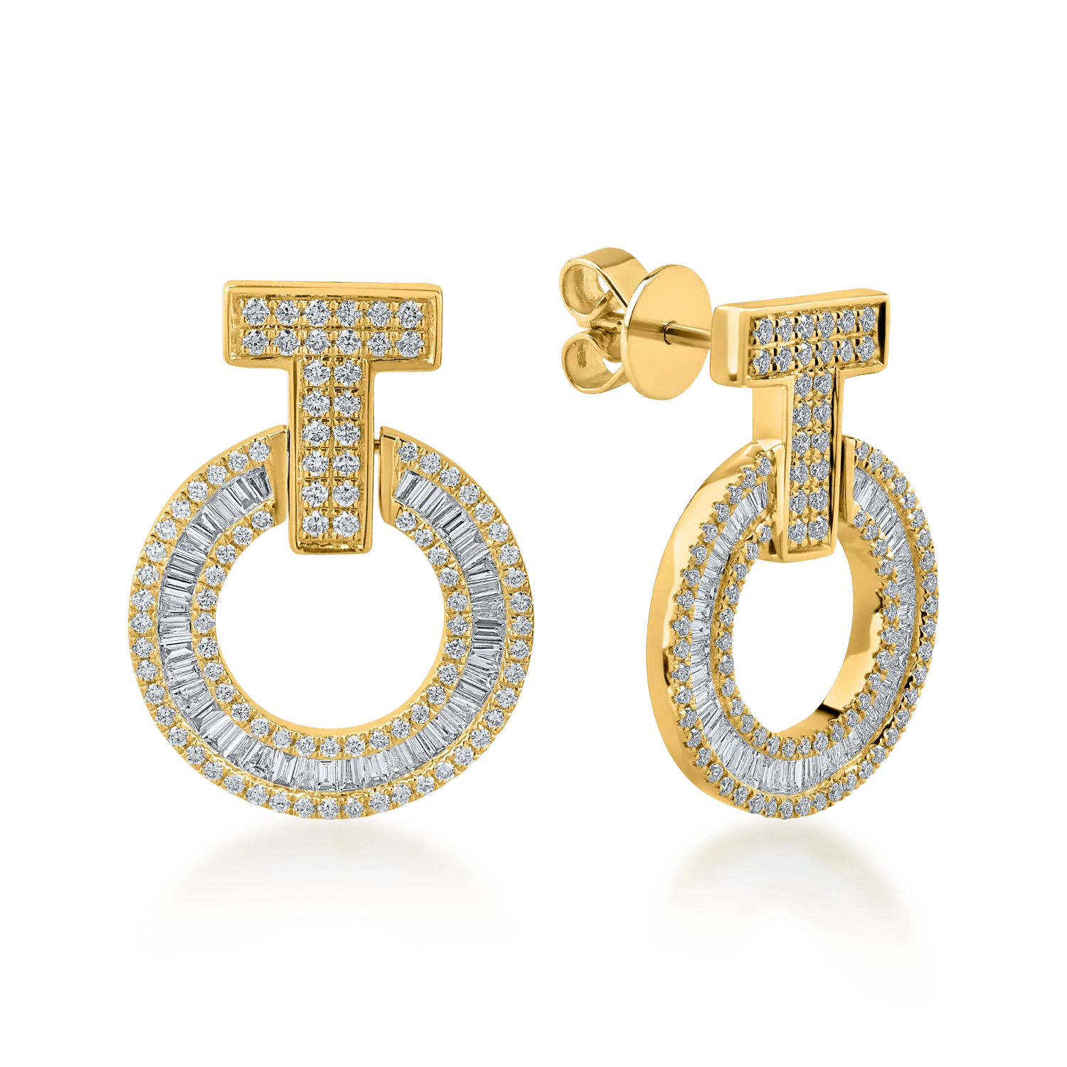 Cercei cerc aur galben cu diamante 1.3ct Cercei cerc aur galben cu diamante 1.3ct