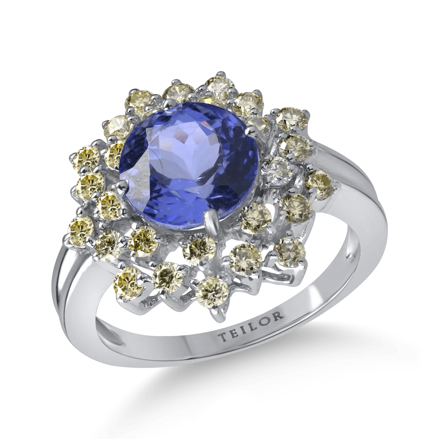 Inel din aur alb, tanzanit 3.5ct și diamante 0.9ct Inel din aur alb, tanzanit 3.5ct și diamante 0.9ct