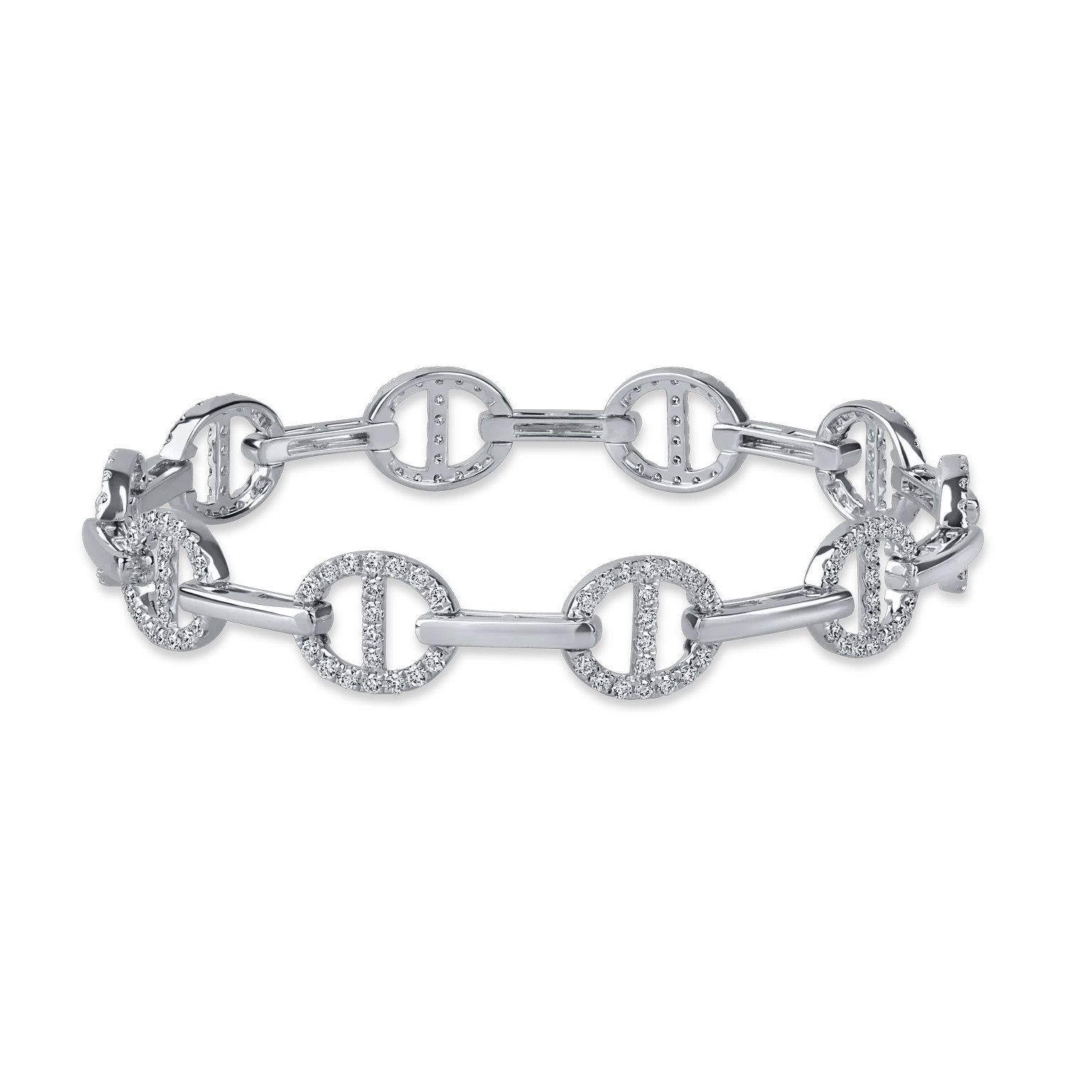 Brățară geometrică din aur alb cu diamante de 1.5ct Brățară geometrică din aur alb cu diamante de 1.5ct