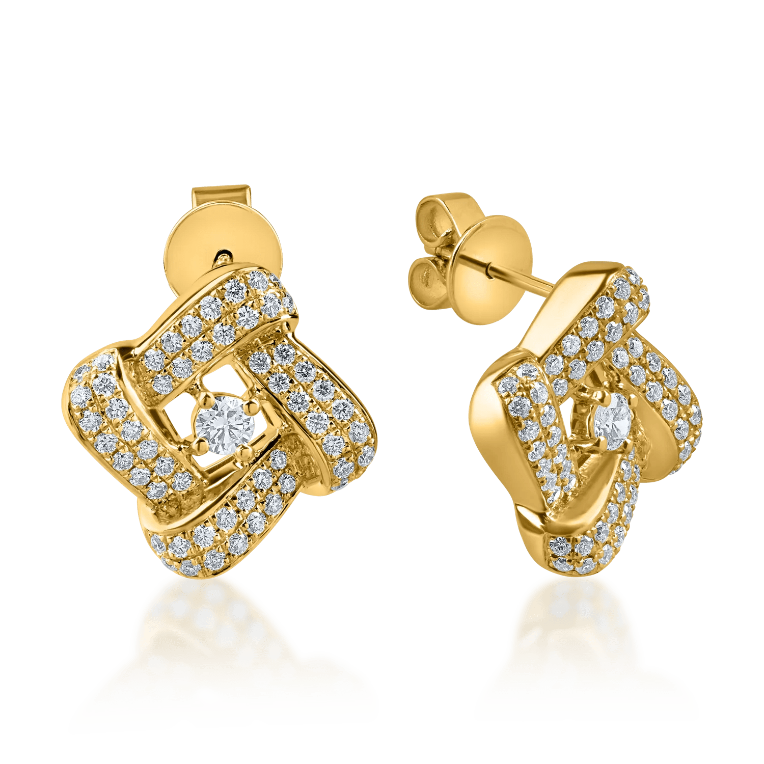 Cercei din aur alb cu diamante de 0.7ct, design geometric Cercei din aur alb cu diamante de 0.7ct, design geometric