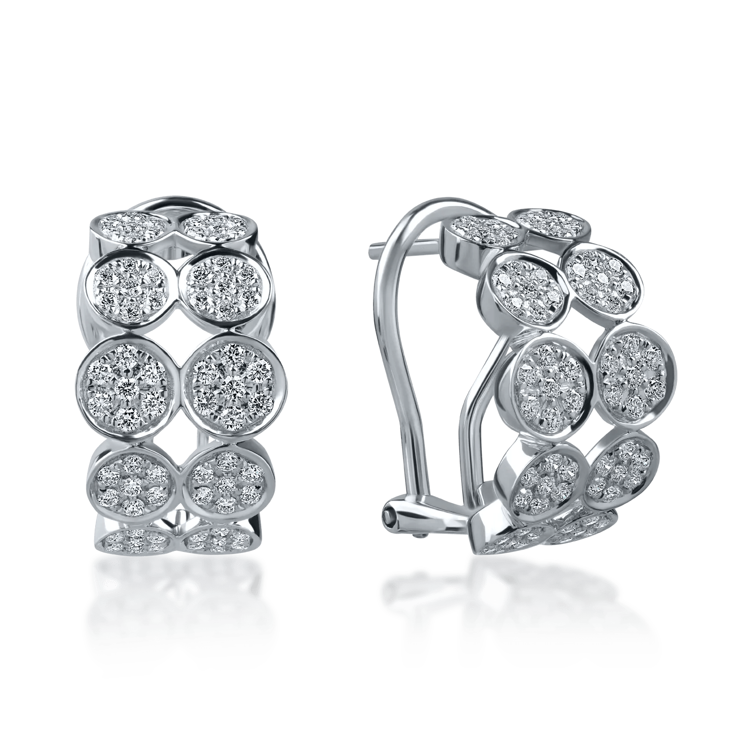 Cercei rotunzi din aur alb cu diamante de 0.6ct Cercei rotunzi din aur alb cu diamante de 0.6ct