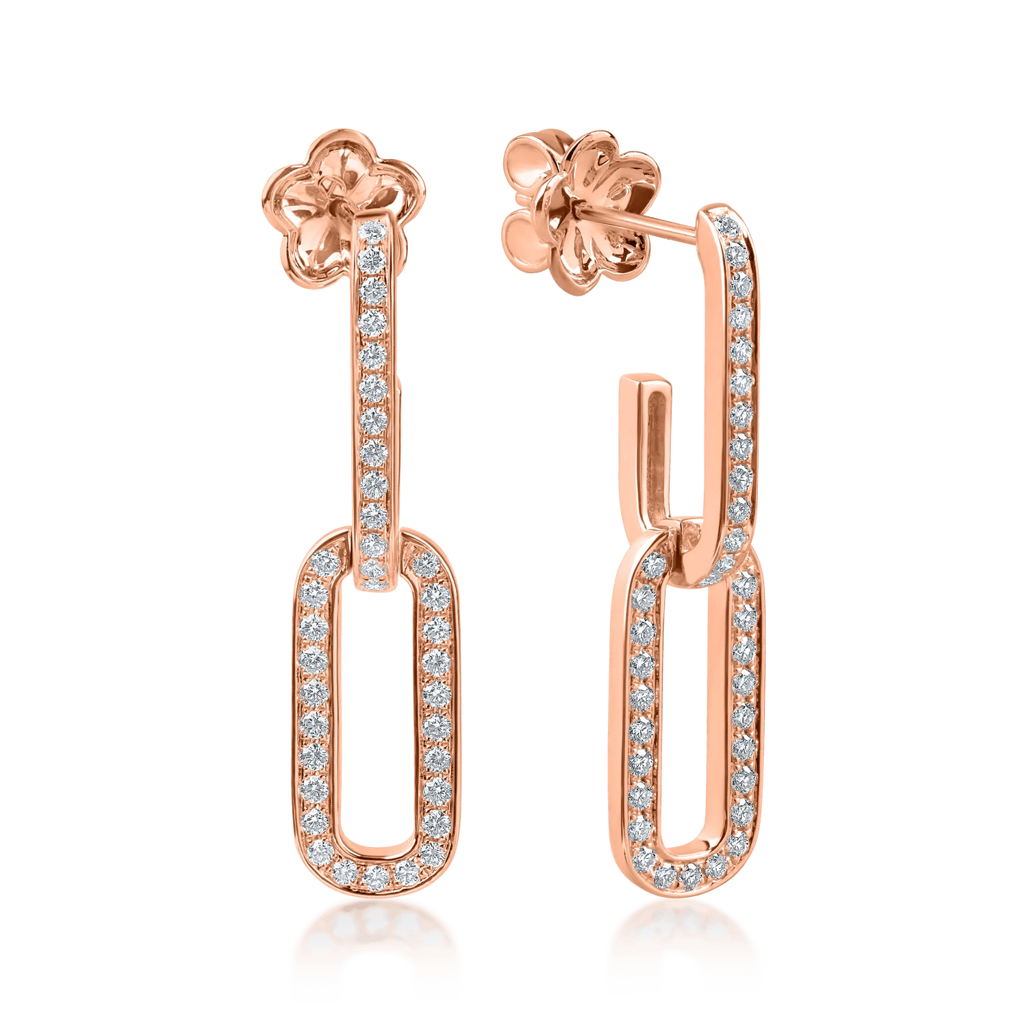 Cercei cu zale din aur roz și diamante 0.6ct Cercei cu zale din aur roz și diamante 0.6ct