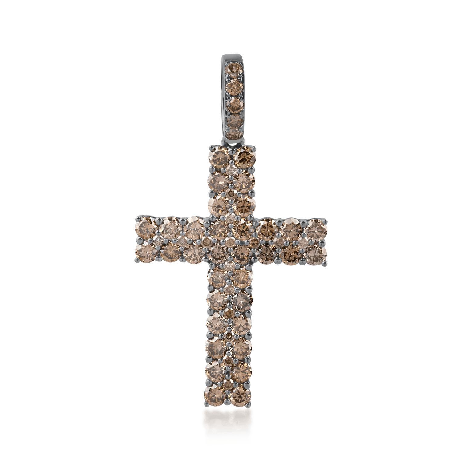 Pandantiv cruce aur negru cu diamante maro de 1.4ct Pandantiv cruce aur negru cu diamante maro de 1.4ct