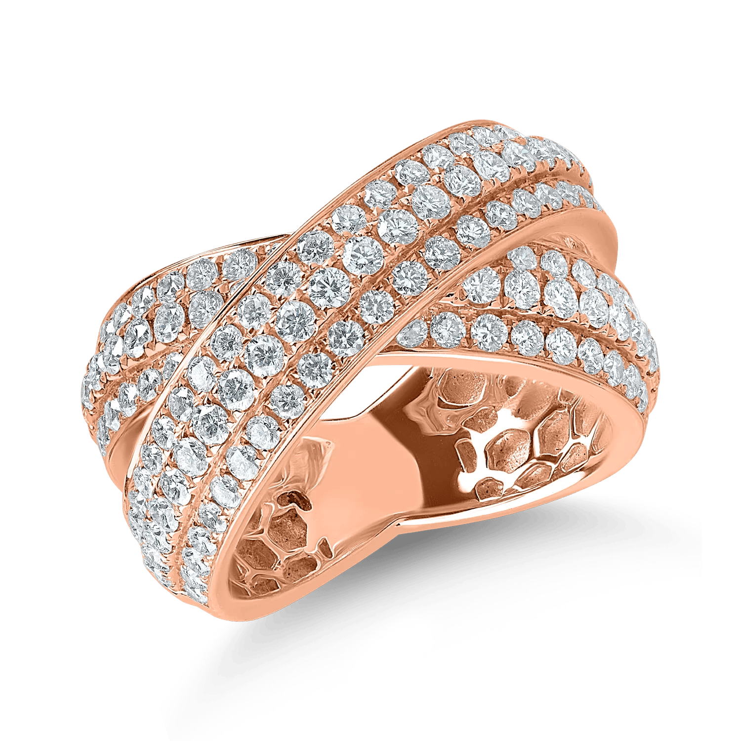 Inel împletit din aur roz cu diamante de 2ct – Teilor Inel împletit din aur roz cu diamante de 2ct – Teilor