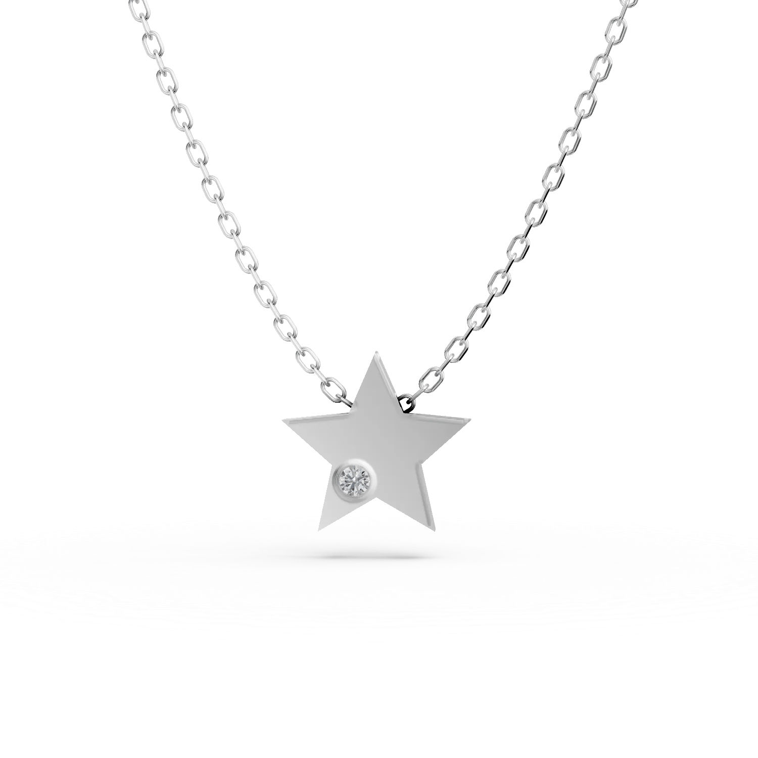 Lanț cu pandantiv stea din aur alb și diamant de 0.005ct – Teilor Lanț cu pandantiv stea din aur alb și diamant de 0.005ct – Teilor