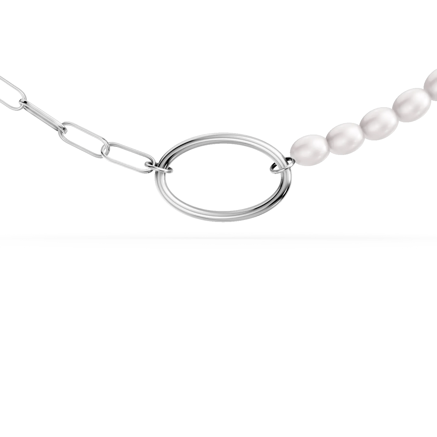 Colier aur alb cu zale și perle naturale Colier aur alb cu zale și perle naturale