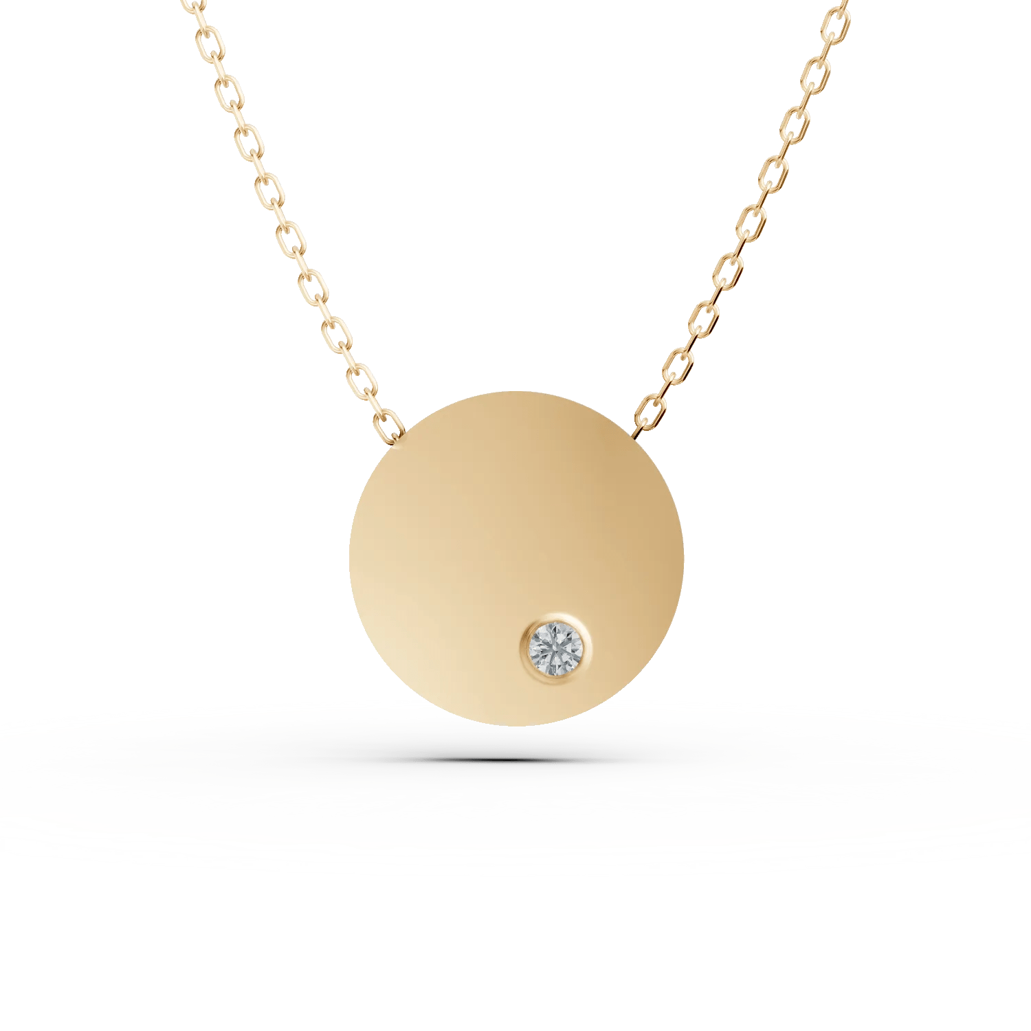 Lanț cu pandantiv cerc din aur galben și diamant de 0.005ct Lanț cu pandantiv cerc din aur galben și diamant de 0.005ct