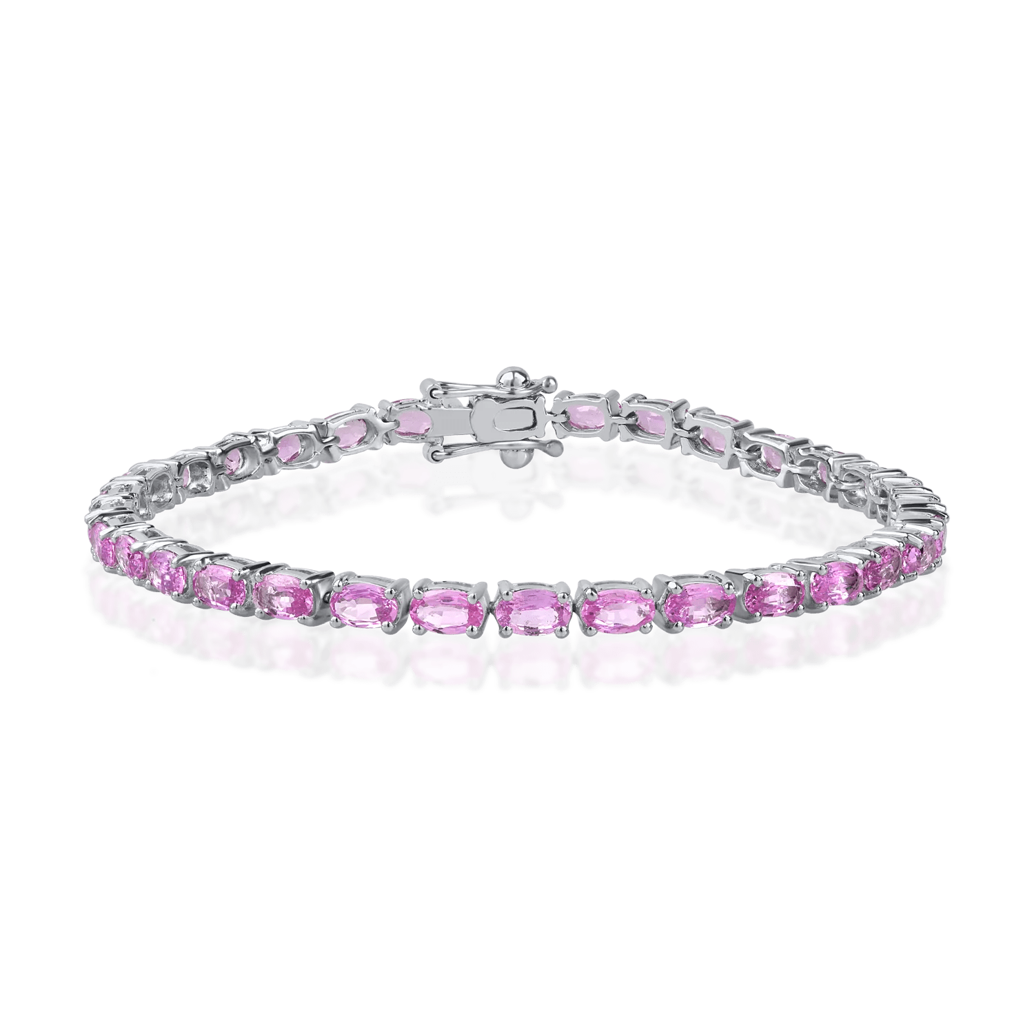 Brățară tennis din aur alb cu safire roz de 7.4ct Brățară tennis din aur alb cu safire roz de 7.4ct