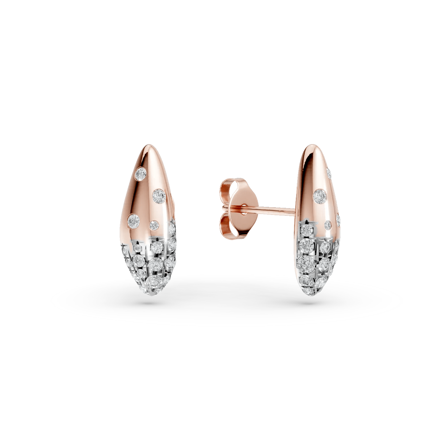 Cercei lungi din aur roz cu diamante de 0.5ct Cercei lungi din aur roz cu diamante de 0.5ct