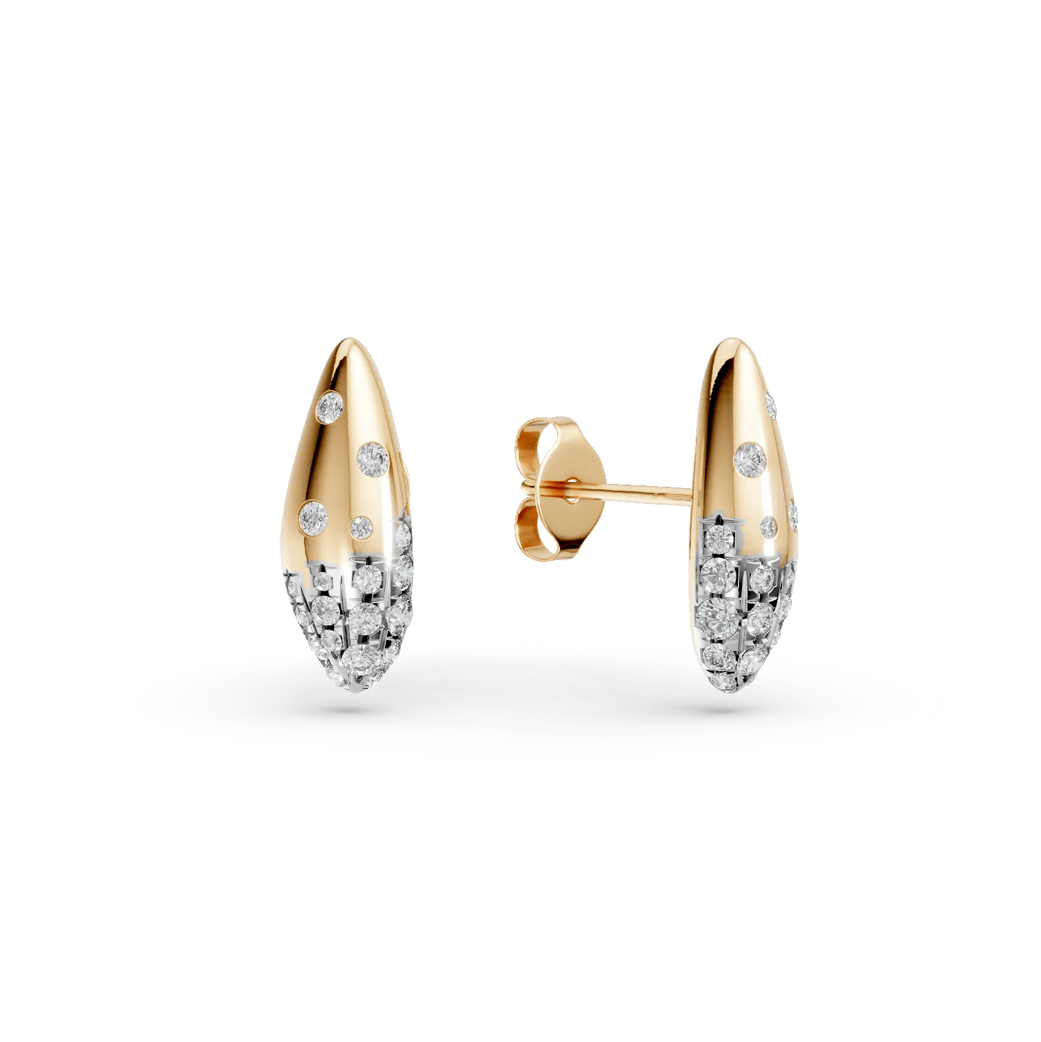 Cercei din aur galben cu diamante de 0.5ct, design minimalist Cercei din aur galben cu diamante de 0.5ct, design minimalist