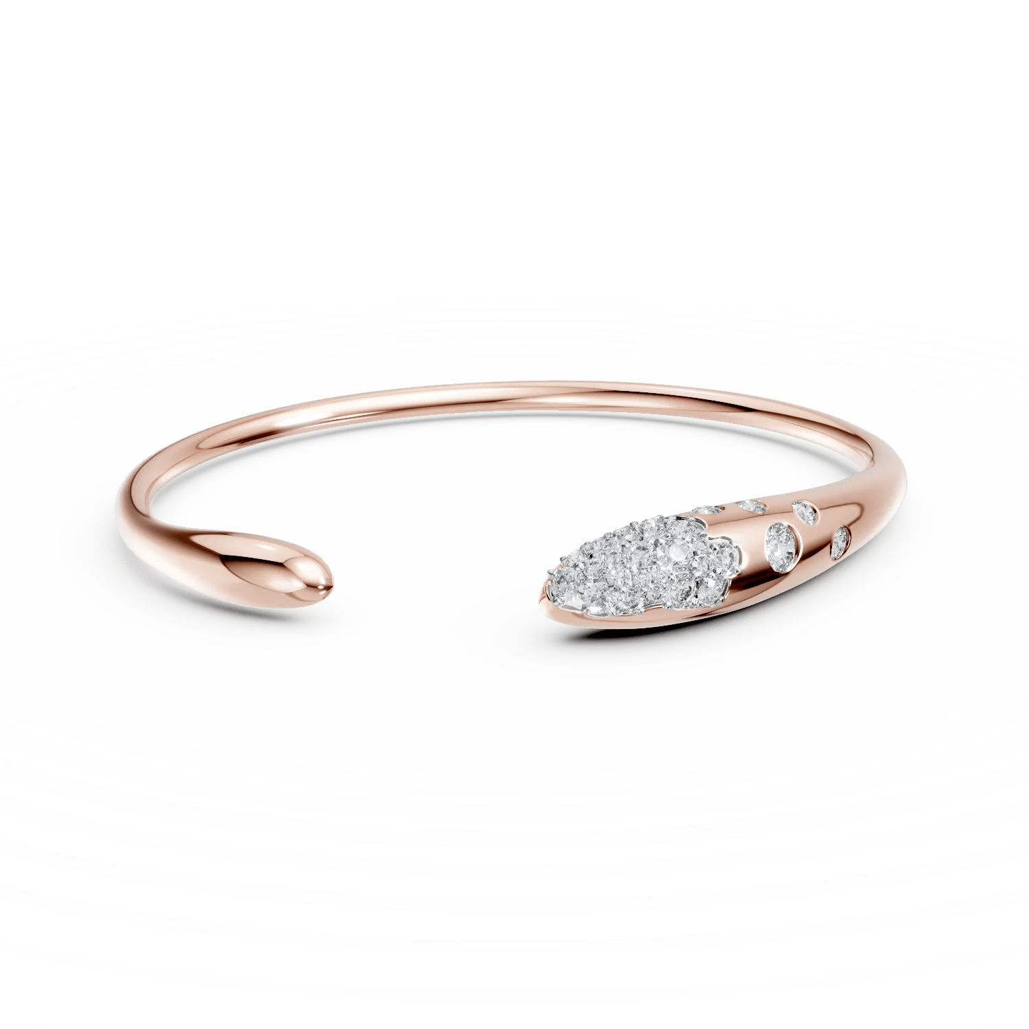 Brățară deschisă minimalistă din aur roz cu diamante de 0.5ct Brățară deschisă minimalistă din aur roz cu diamante de 0.5ct