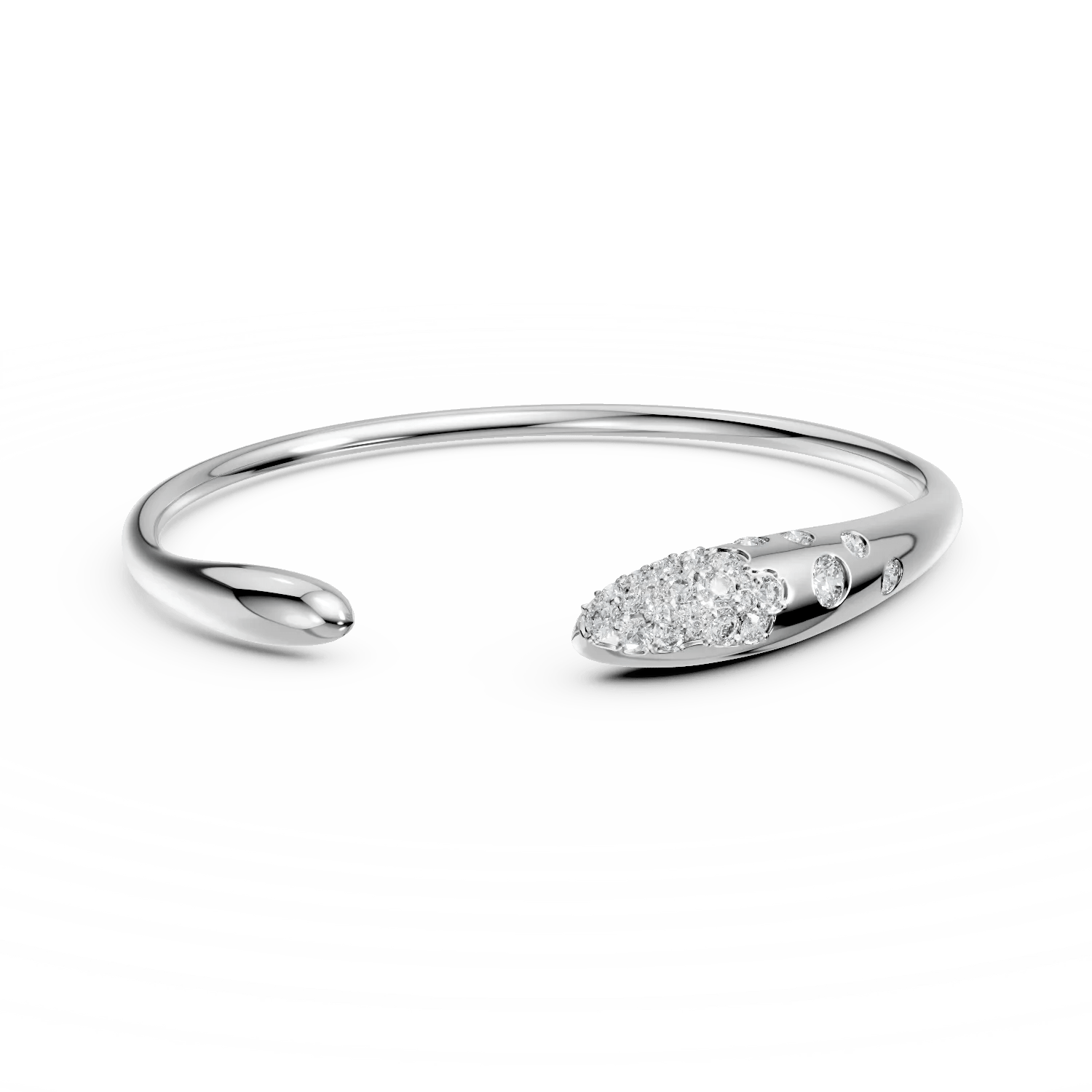 Brățară deschisă minimalistă din aur alb cu diamante de 0.5ct Brățară deschisă minimalistă din aur alb cu diamante de 0.5ct