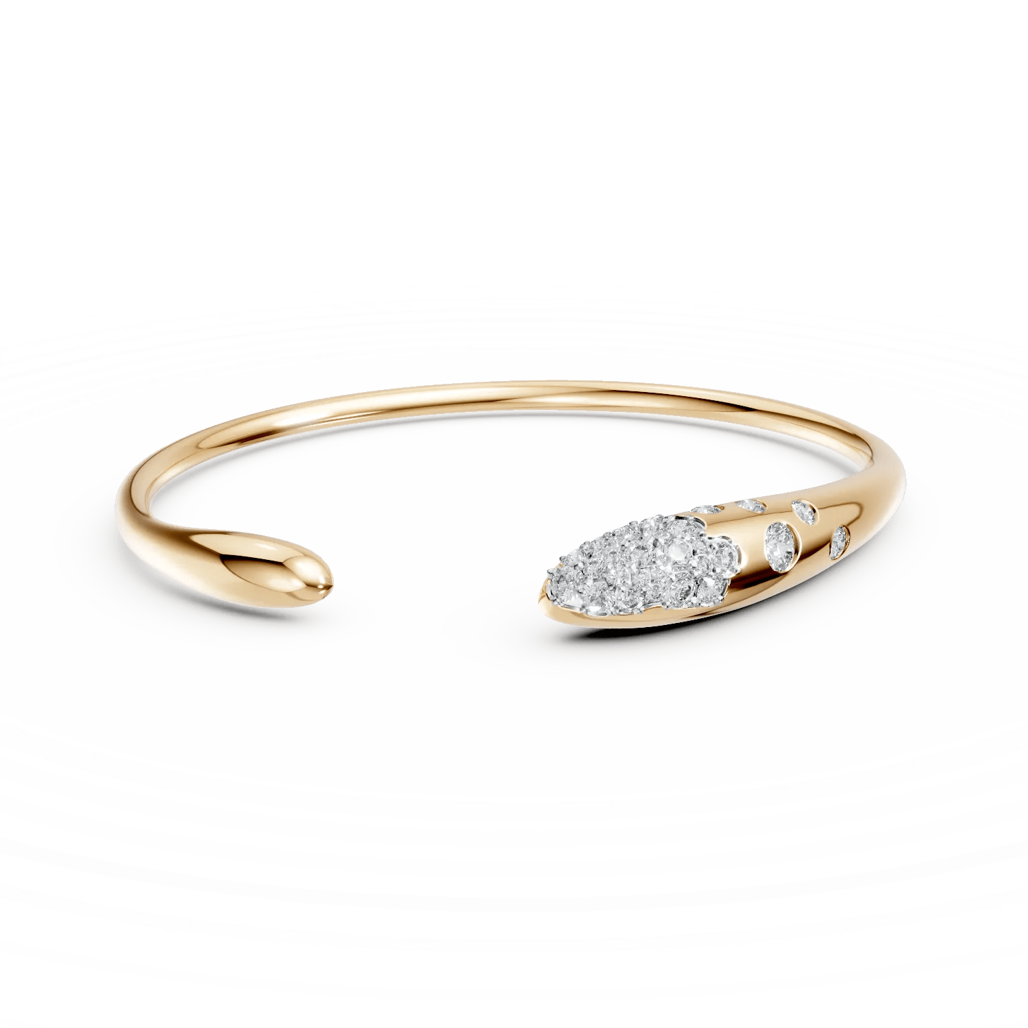 Brățară deschisă minimalistă din aur galben cu diamante 0.5ct Brățară deschisă minimalistă din aur galben cu diamante 0.5ct