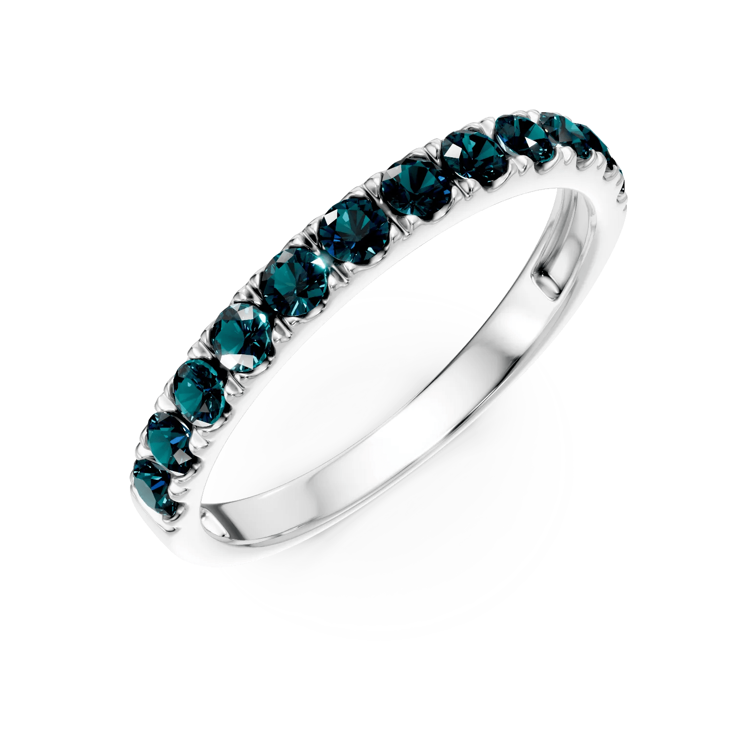 Inel semi eternity din aur alb cu diamante albastre de 0.4ct Inel semi eternity din aur alb cu diamante albastre de 0.4ct