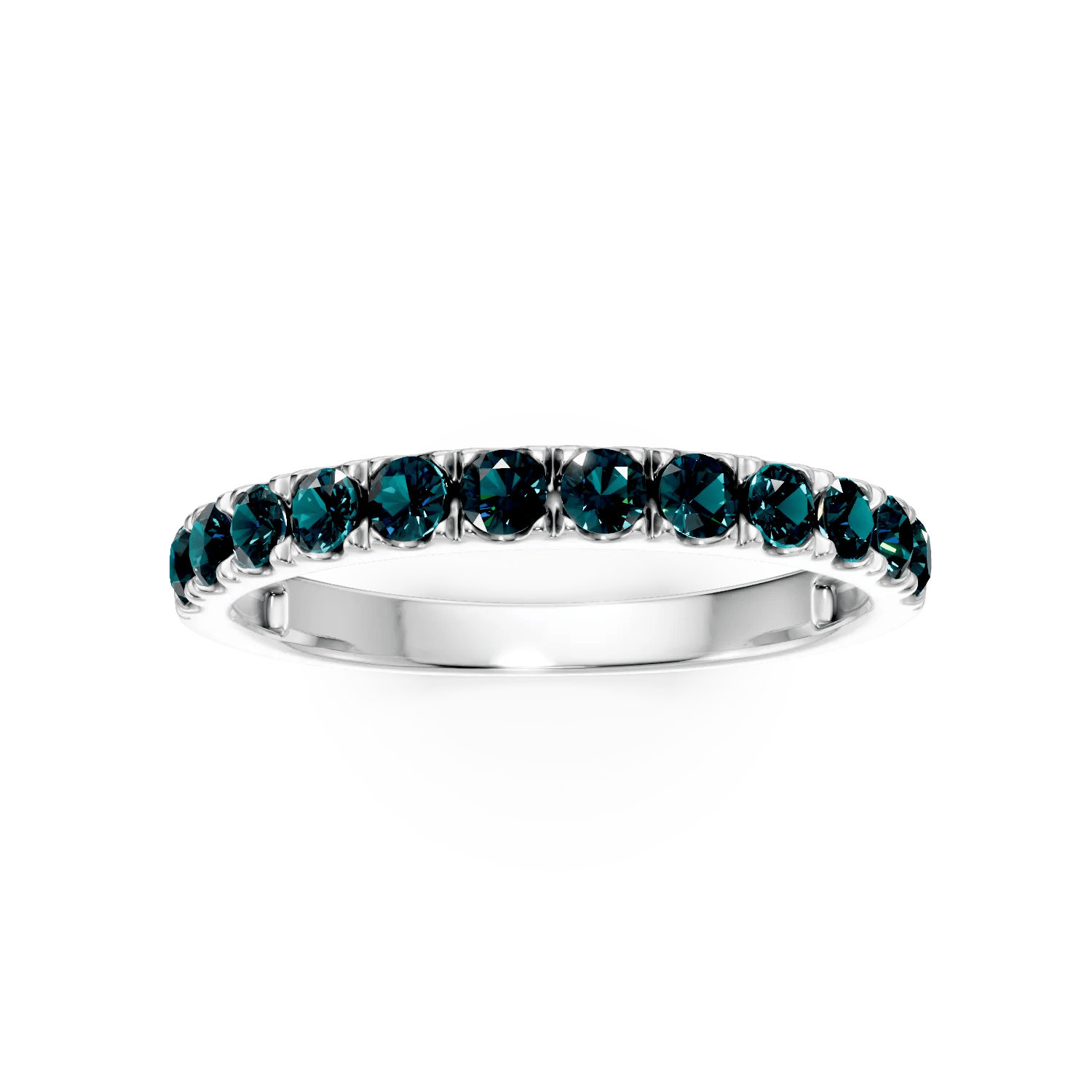 Inel semi etenity din aur alb cu diamante albastre Inel semi etenity din aur alb cu diamante albastre