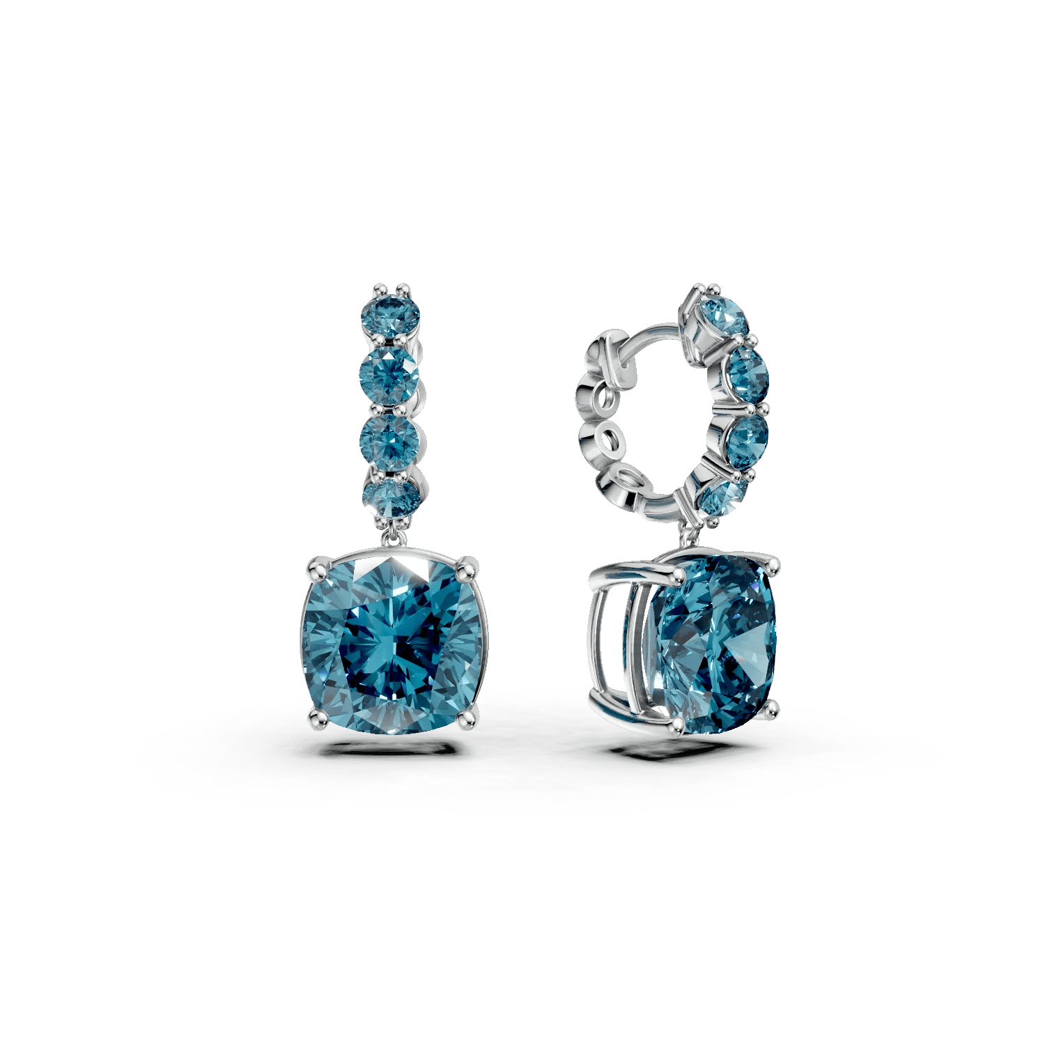 Cercei din aur alb cu topaze london blue, 10.96ct Cercei din aur alb cu topaze london blue, 10.96ct