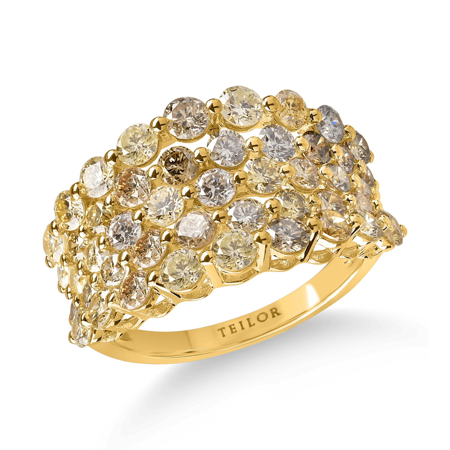 Inel din aur galben cu diamante multicolore 3.1ct Inel din aur galben cu diamante multicolore 3.1ct