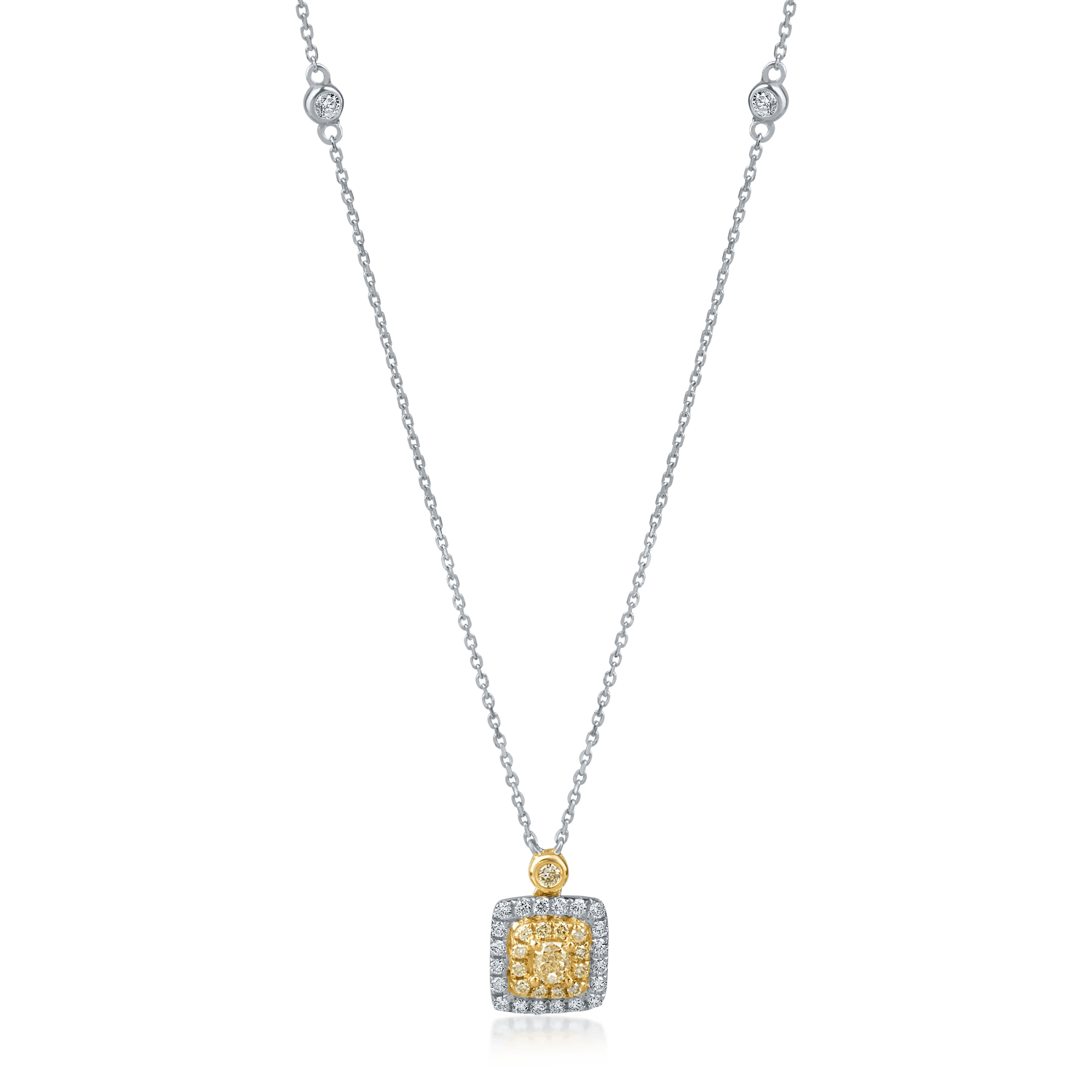 Lănțișor din aur alb-galben cu pandantiv și diamante – 0.68ct Lănțișor din aur alb-galben cu pandantiv și diamante – 0.68ct
