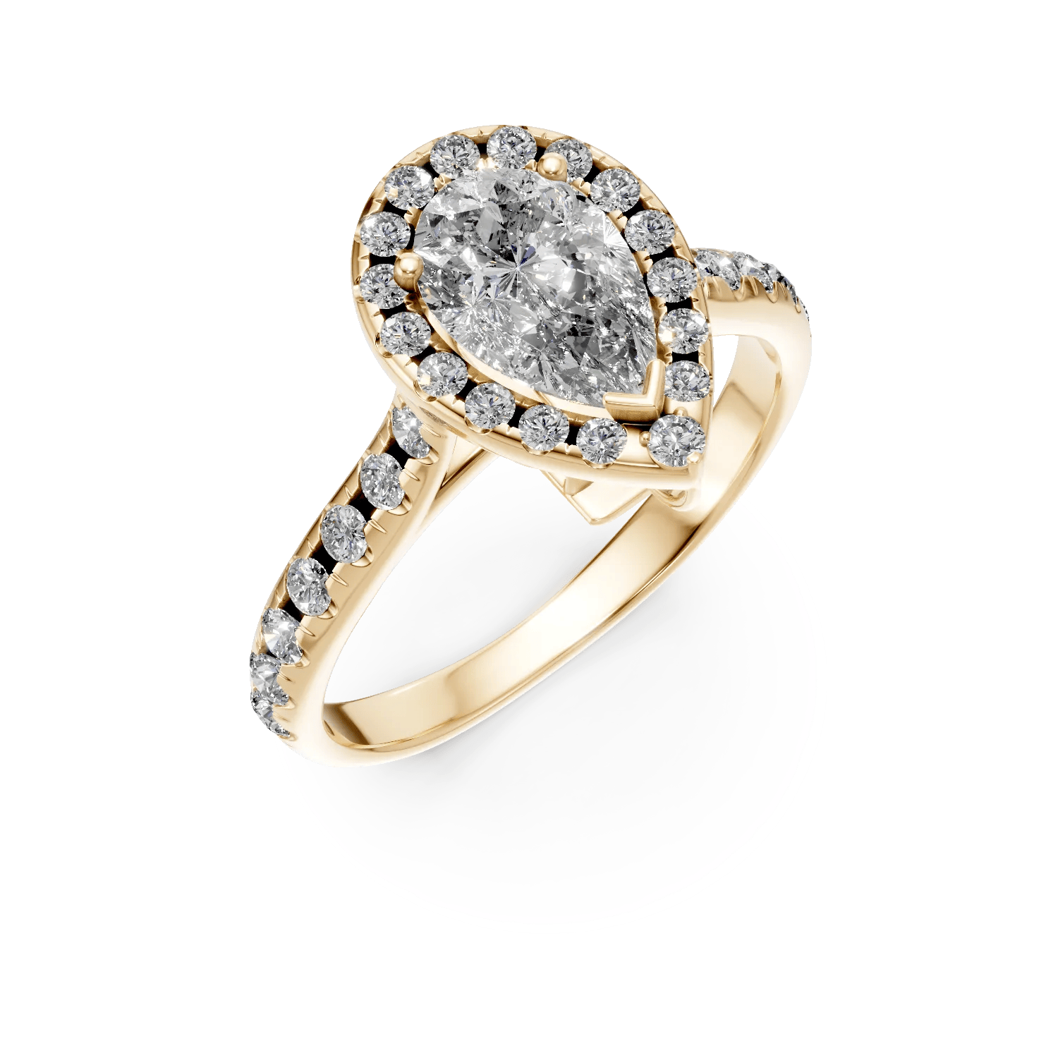 Inel de logodnă din aur galben cu diamante pear și rotunde de 1.3ct – Teilor Inel de logodnă din aur galben cu diamante pear și rotunde de 1.3ct – Teilor