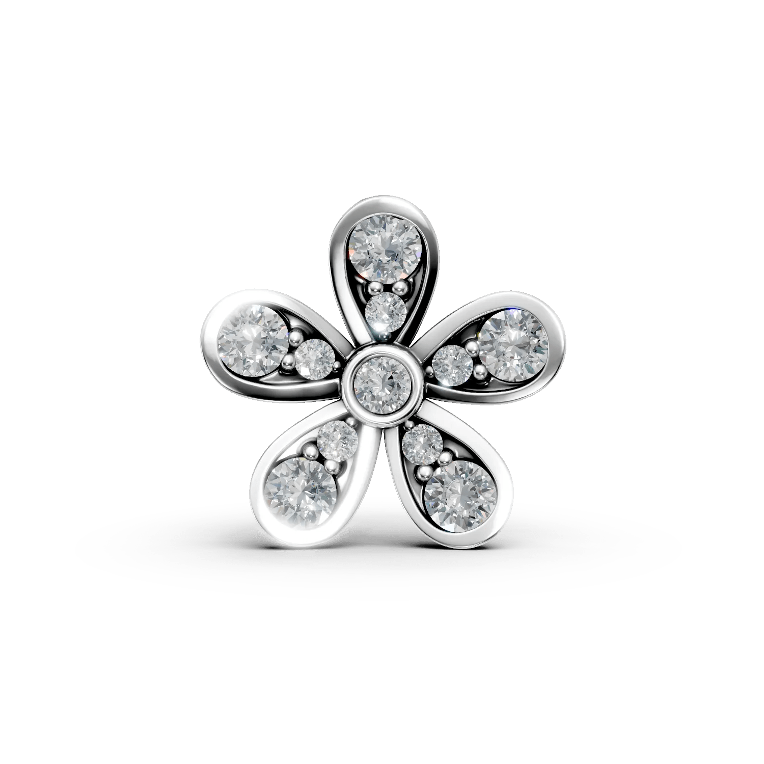 Pandantiv floare din aur alb cu diamante de 0.2ct Pandantiv floare din aur alb cu diamante de 0.2ct