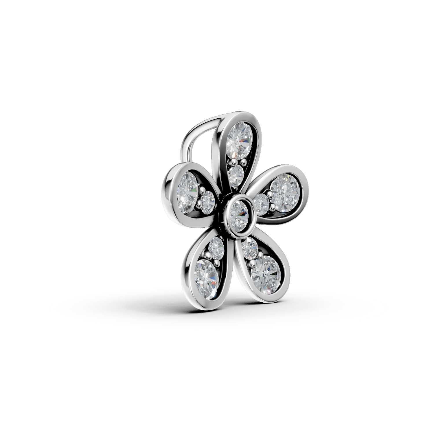 Pandantiv floare din aur alb cu diamante 0.2ct Pandantiv floare din aur alb cu diamante 0.2ct