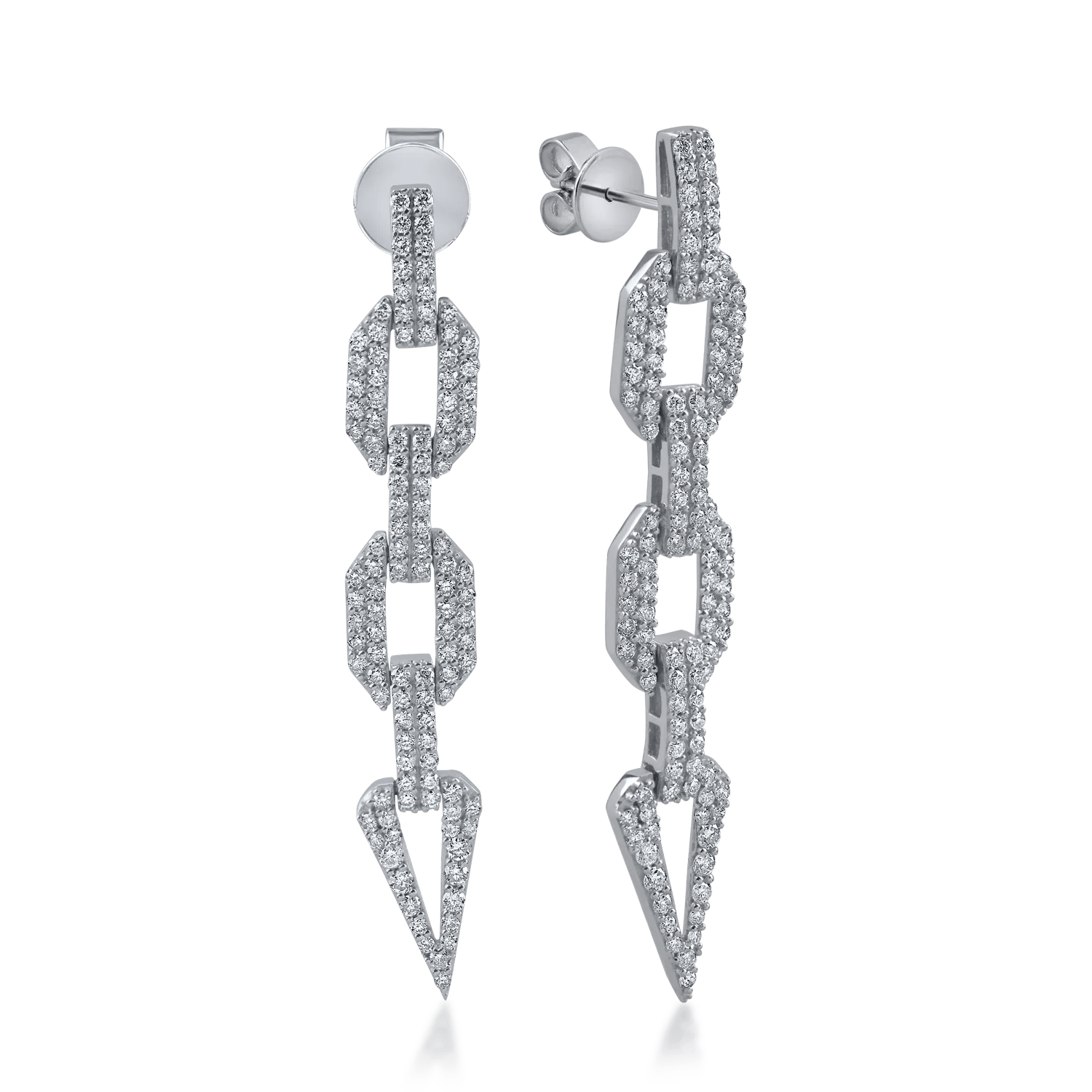 Cercei lungi geometrici din aur alb cu diamante de 1.4ct Cercei lungi geometrici din aur alb cu diamante de 1.4ct